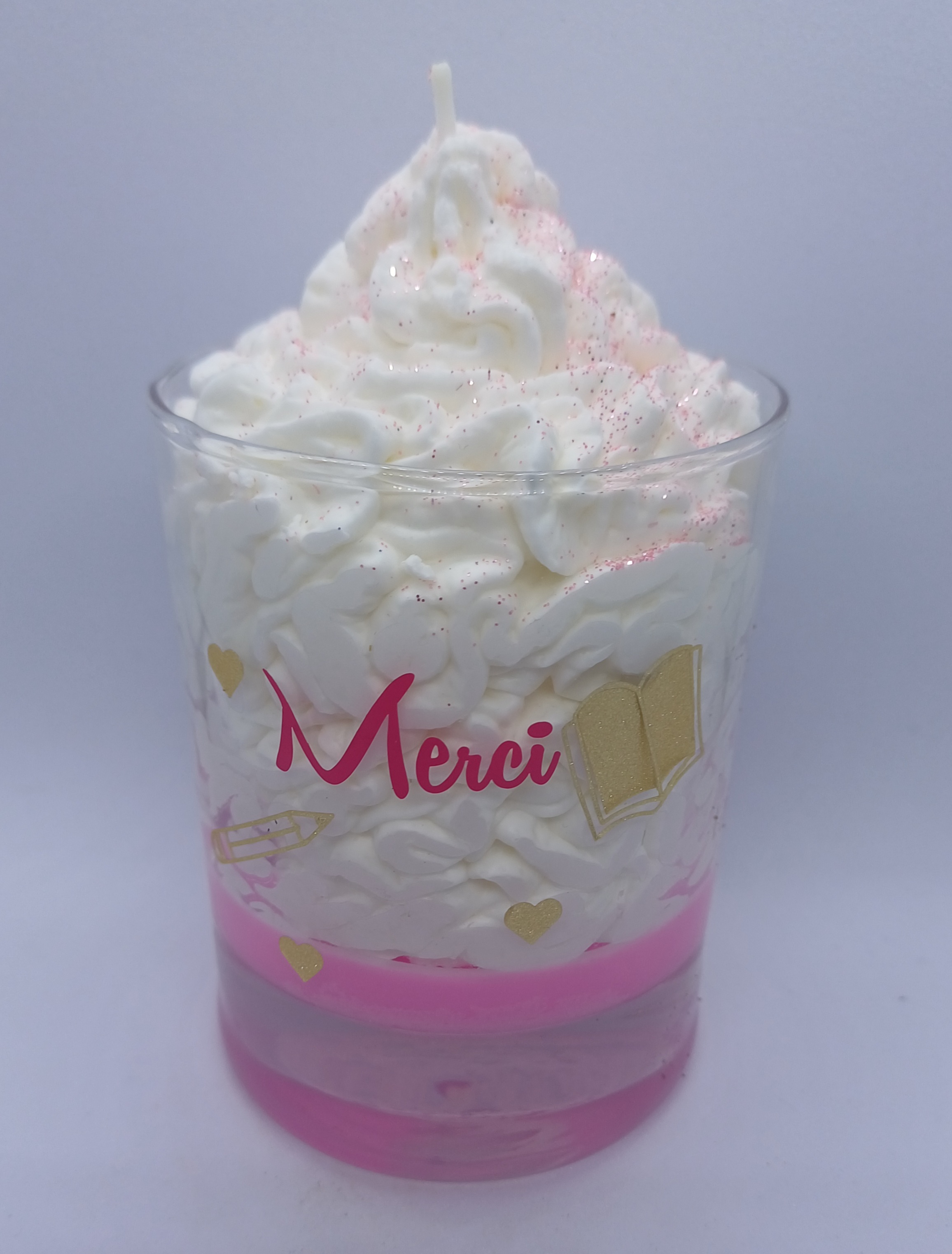 Bougie gourmande Pivoine personnalisée "merci"