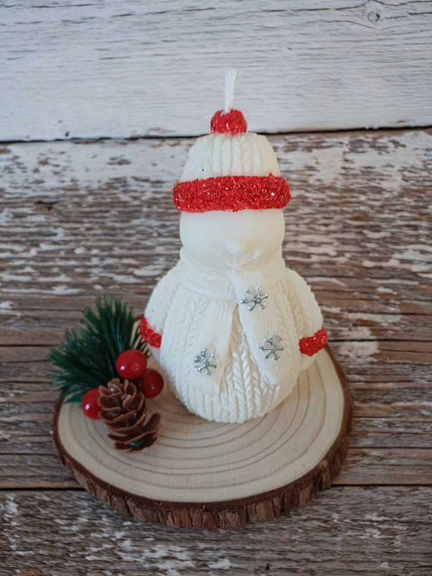 Composition de Noël Bougie "Bonhomme de neige"
