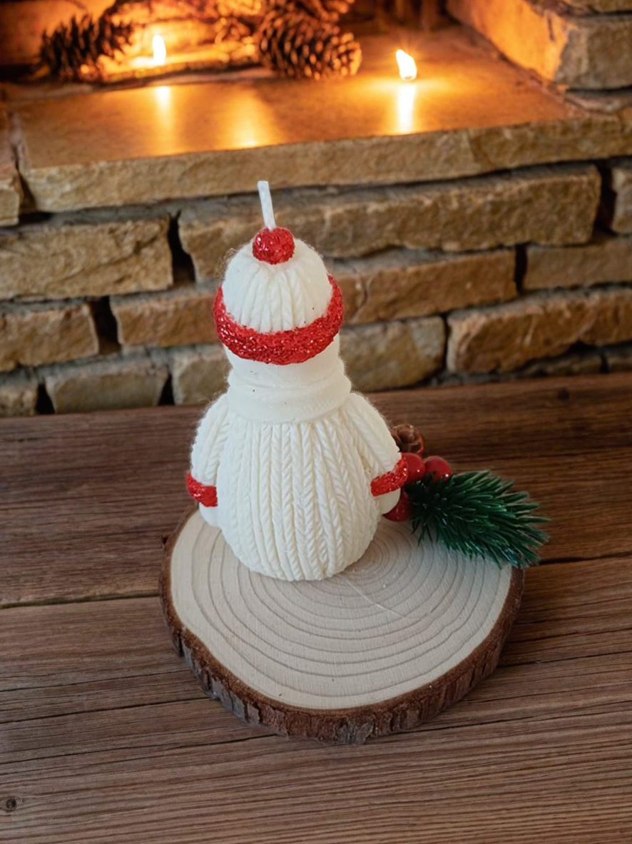 Composition de Noël Bougie "Bonhomme de neige"