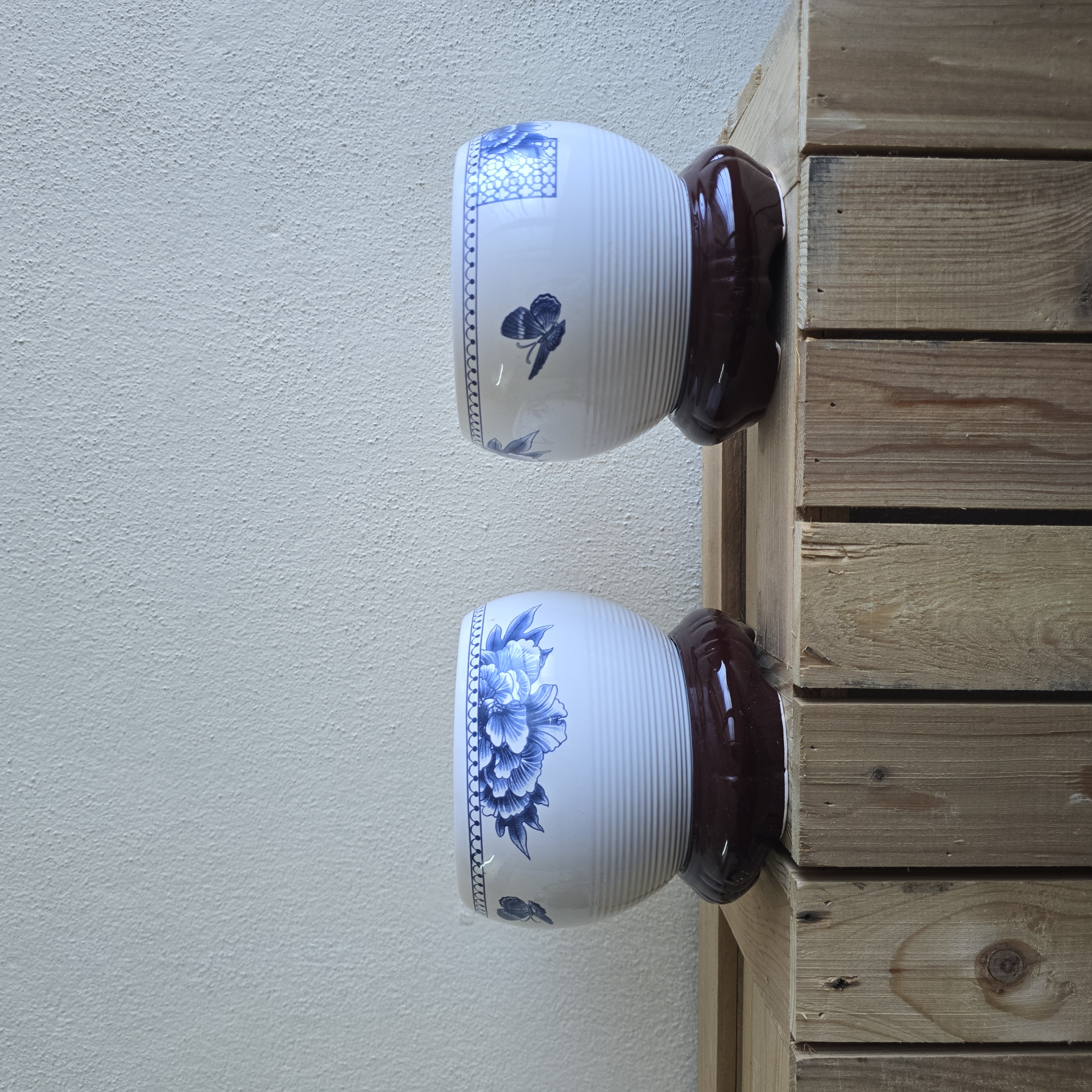 Blue Floral Ceramic Bowls/ Planter