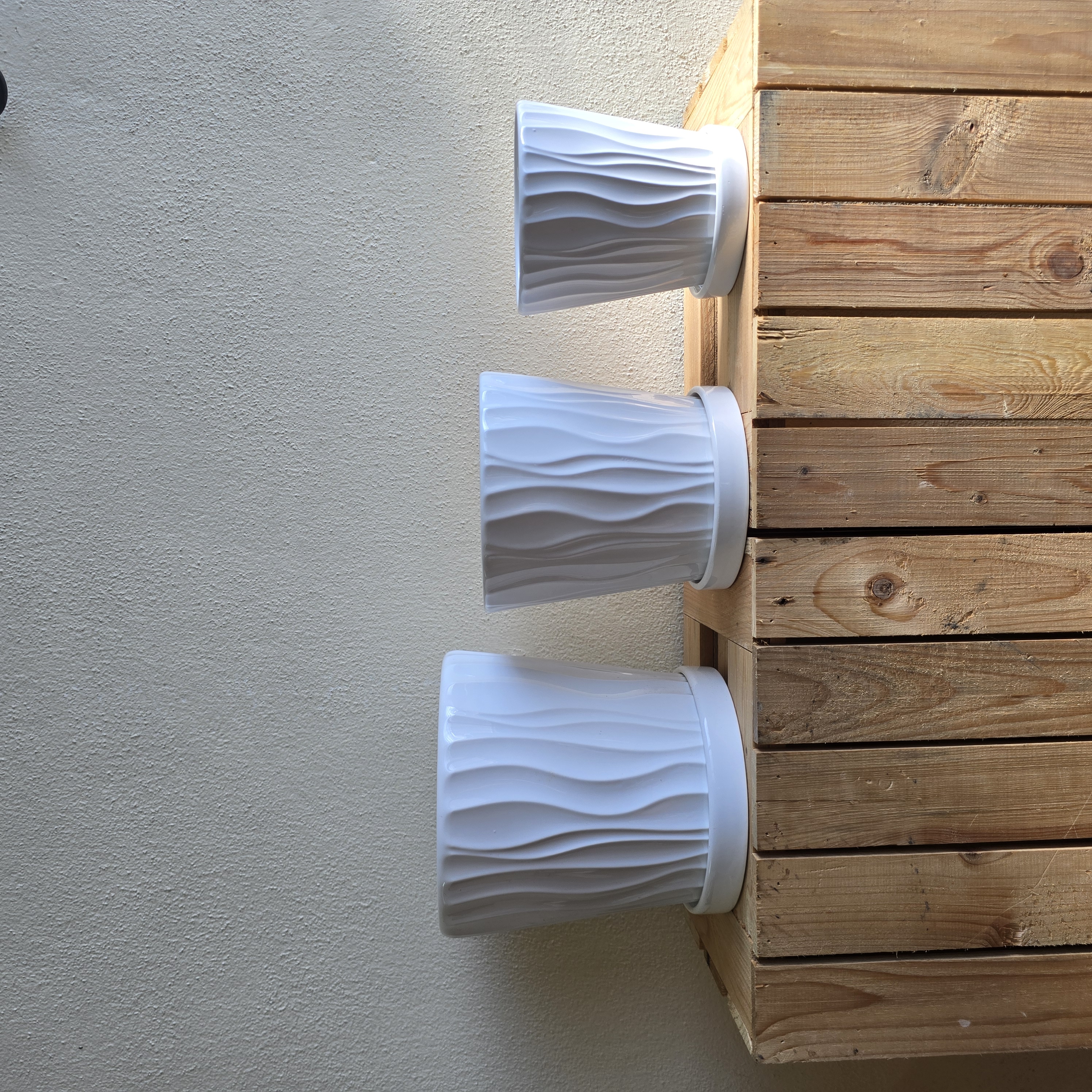 Textured White Ceramic Pots Set