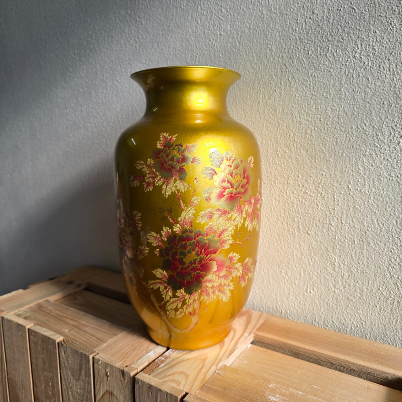 Golden Floral Ceramic Vase