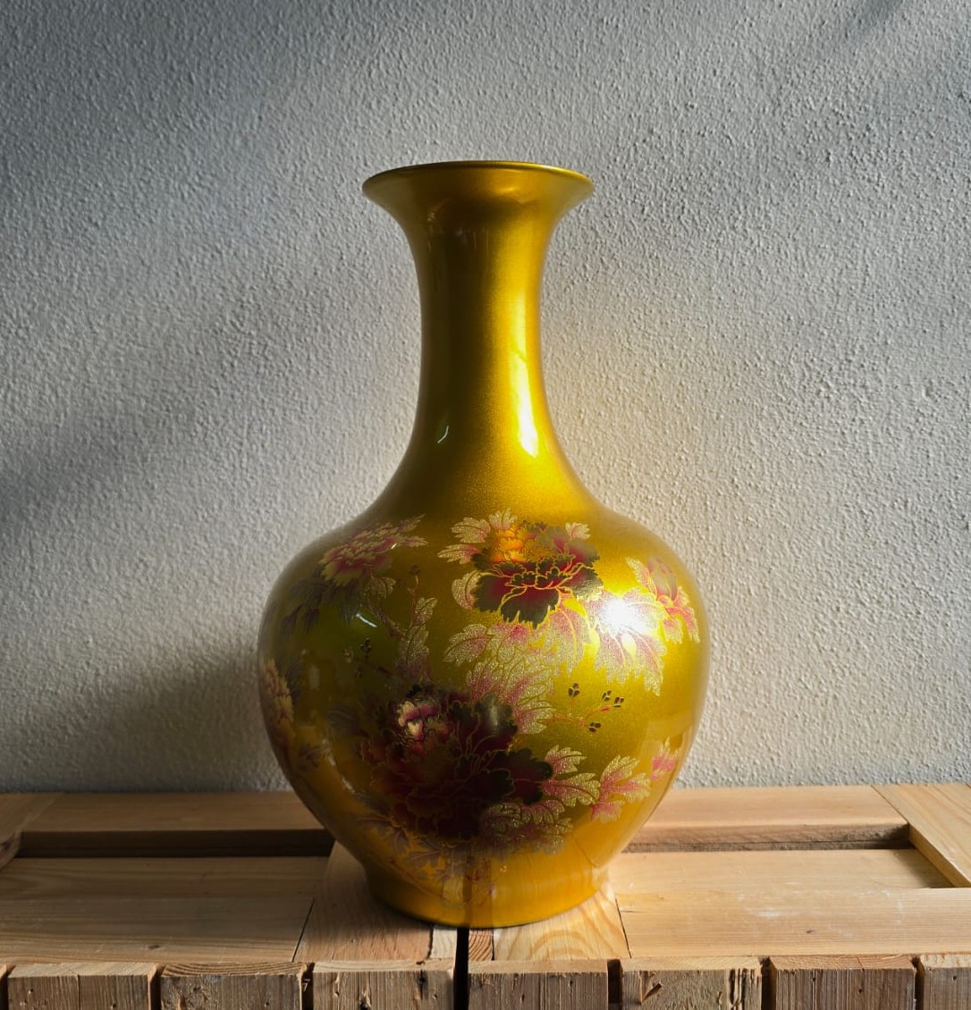 Golden Floral Ceramic Vase