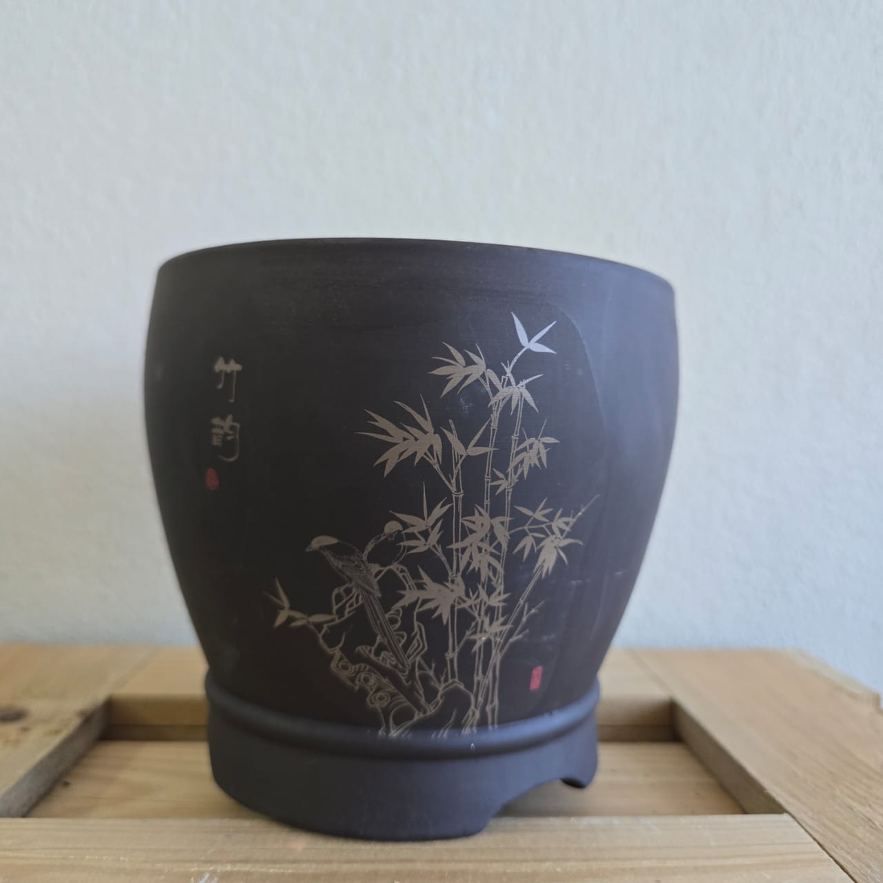 Bamboo Motif Ceramic Planter