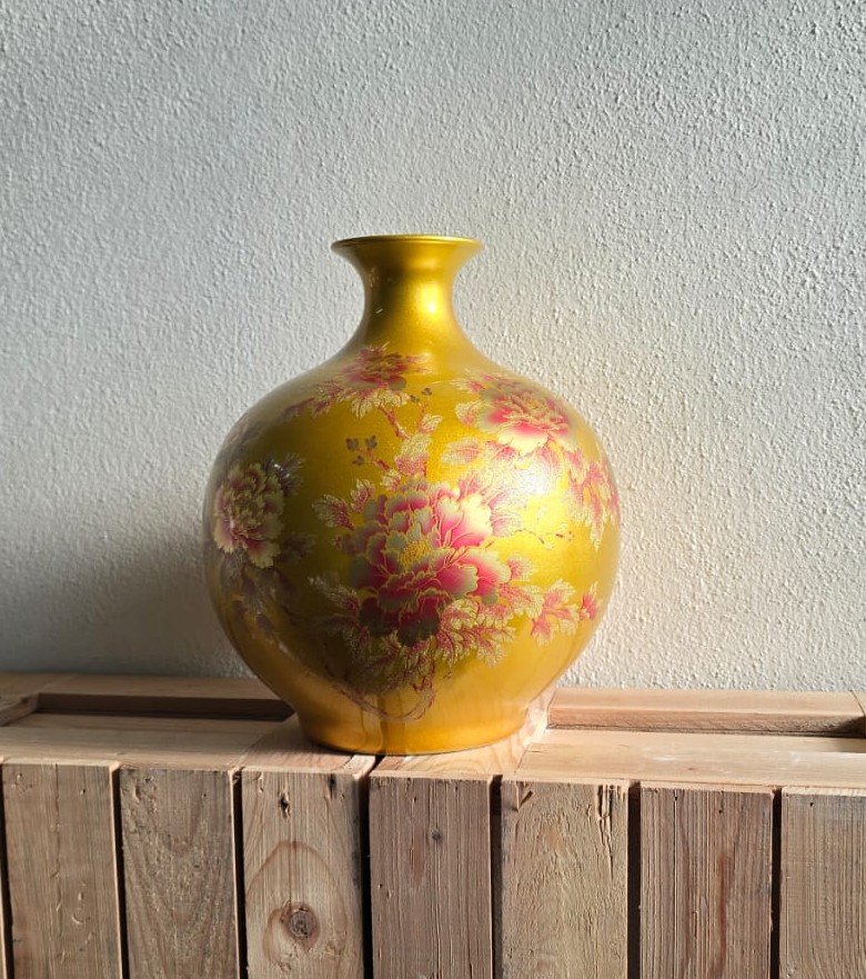 Gold Floral Ceramic Vase