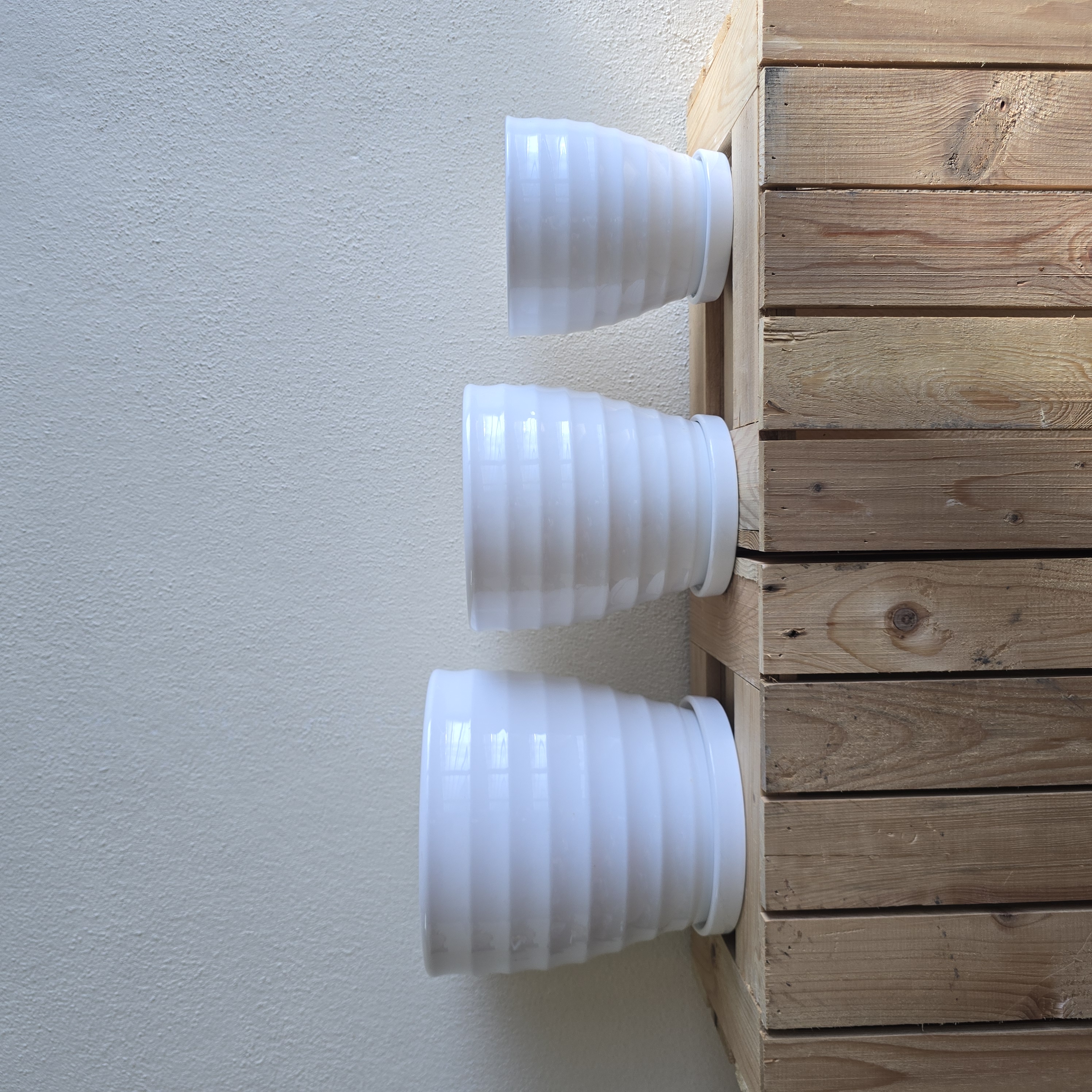 Vertical White  Ceramic Planter Set