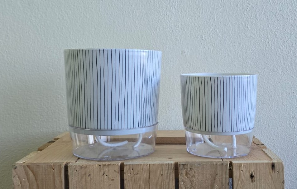Striped Self-Watering Planter Set