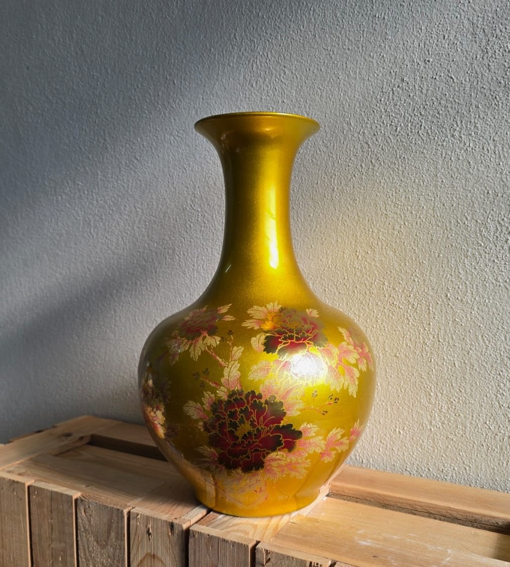 Golden Floral Ceramic Vase