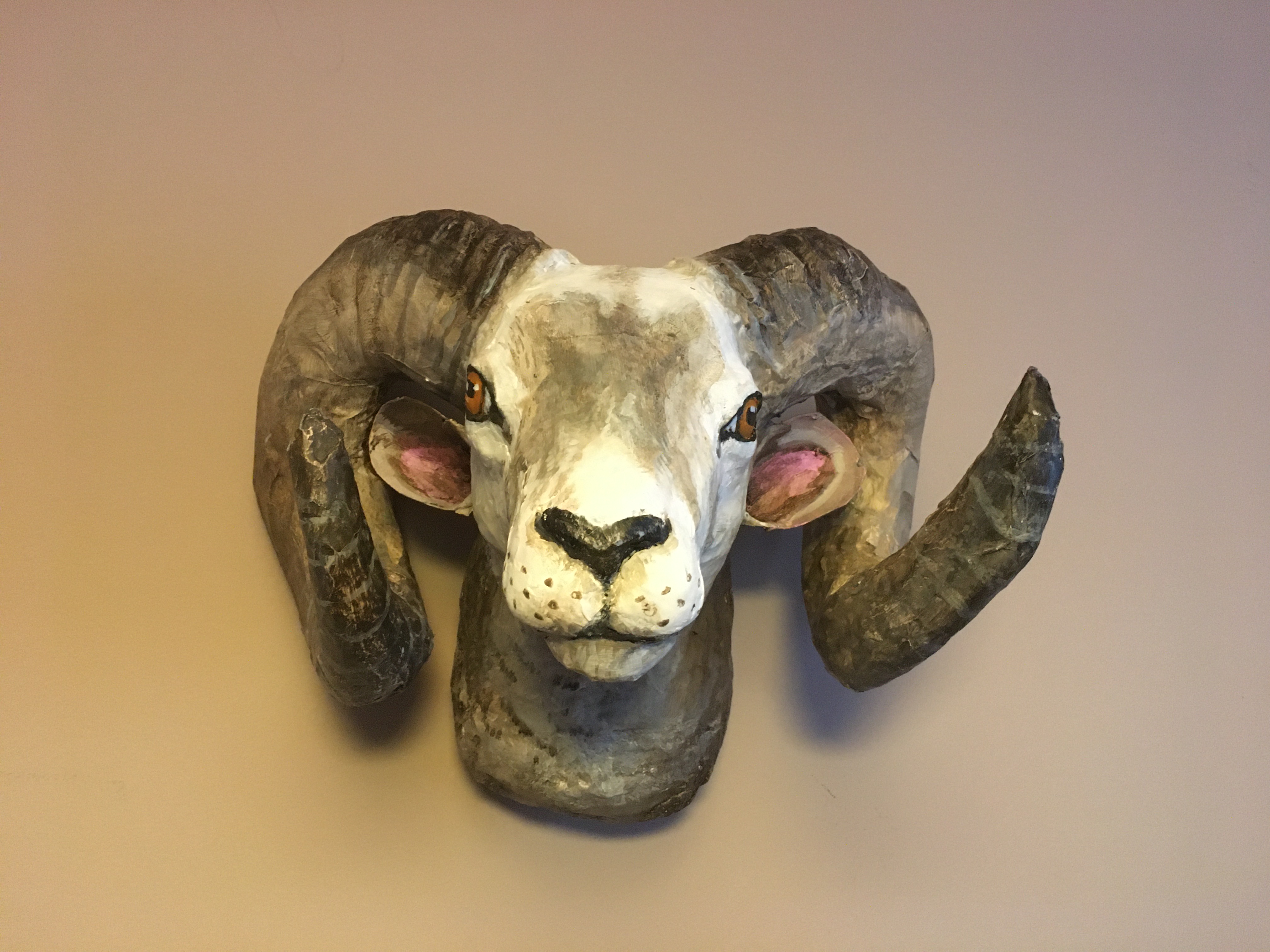 Paper Mache Ram Head