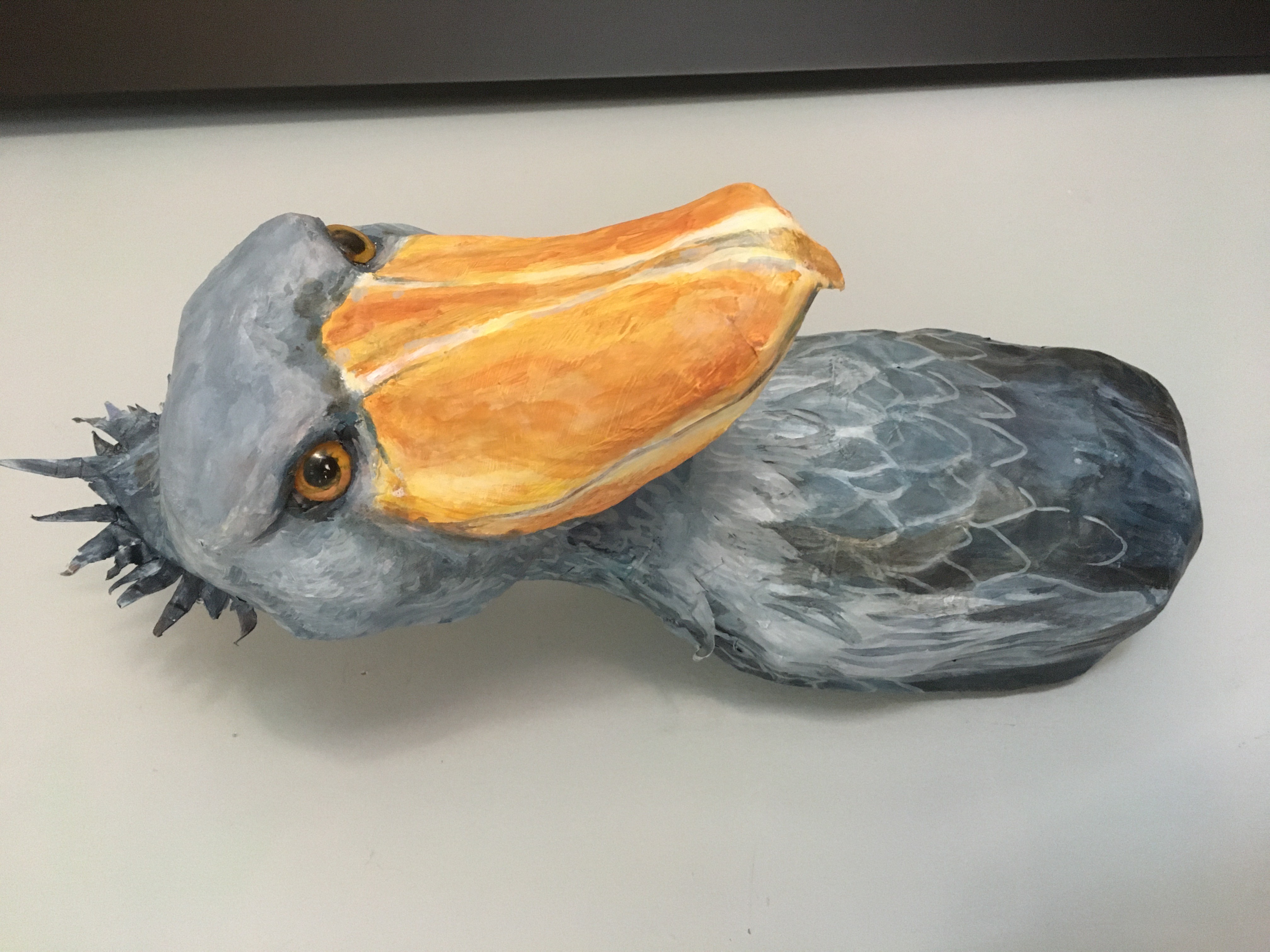 Handcrafted Shoebill Paper Mache Wall Sculpture