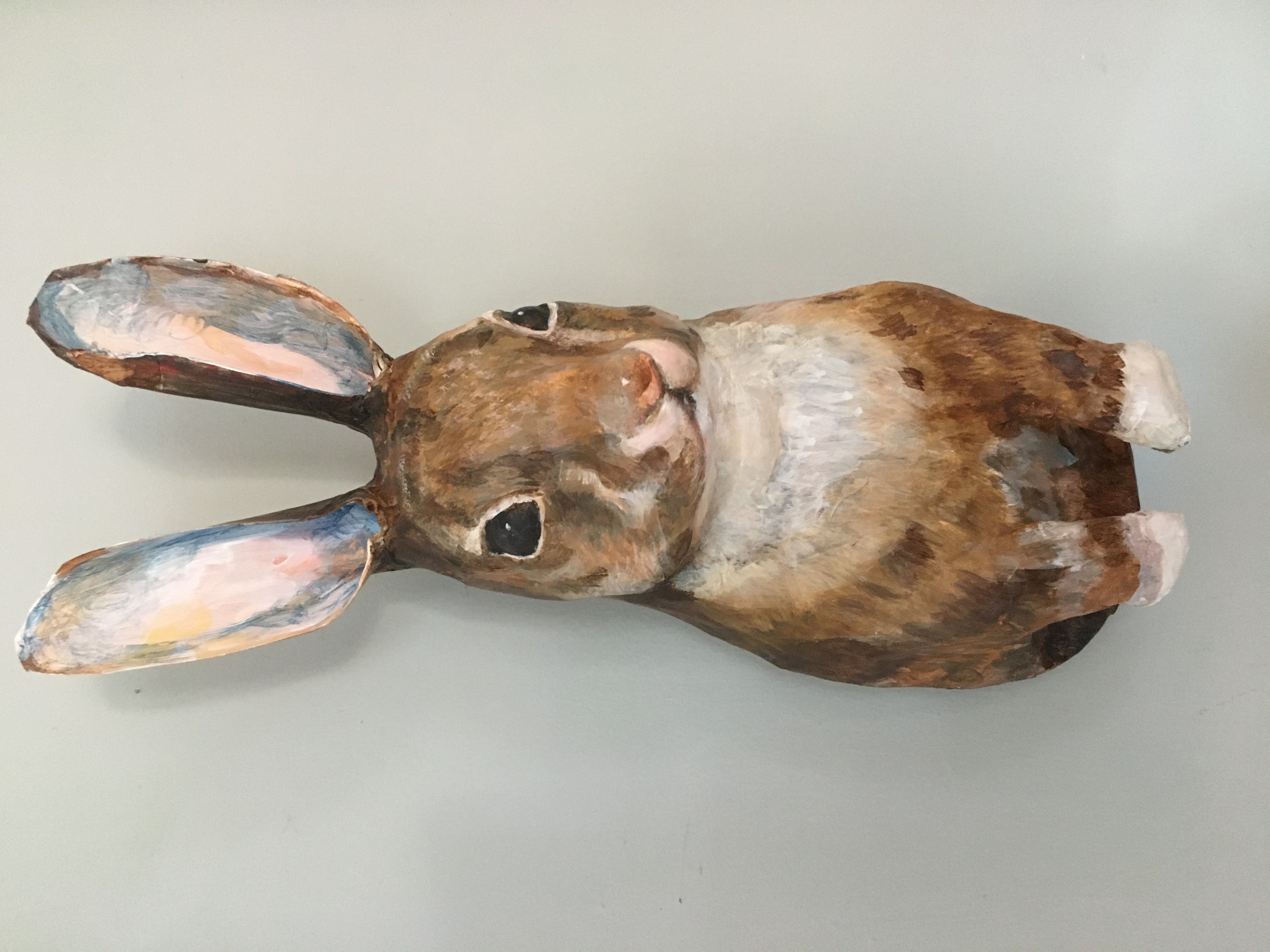 Handcrafted Paper Mache Rabbit  Wall Sculpture