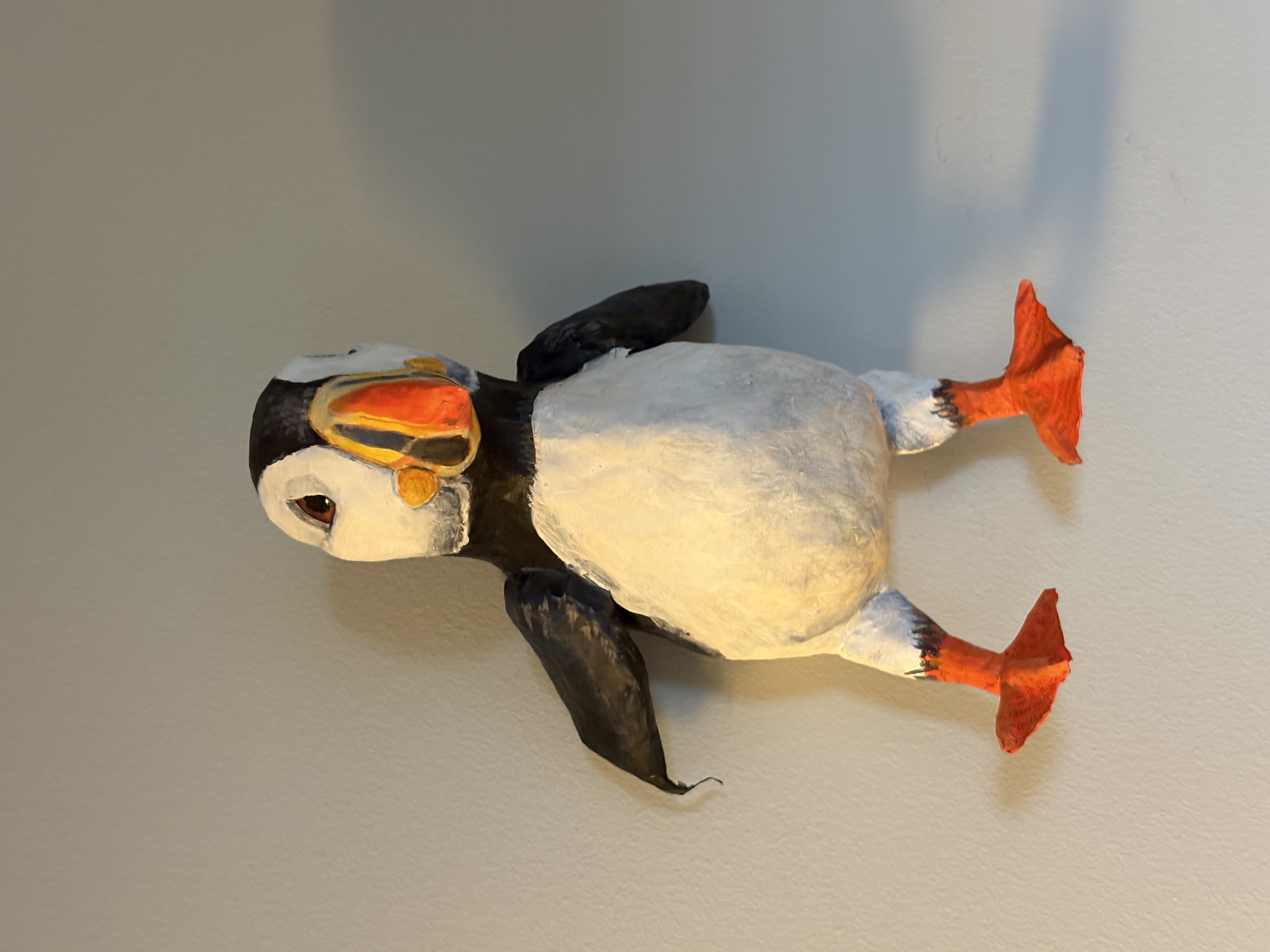 Paper Mache Puffin Wall Sculpture