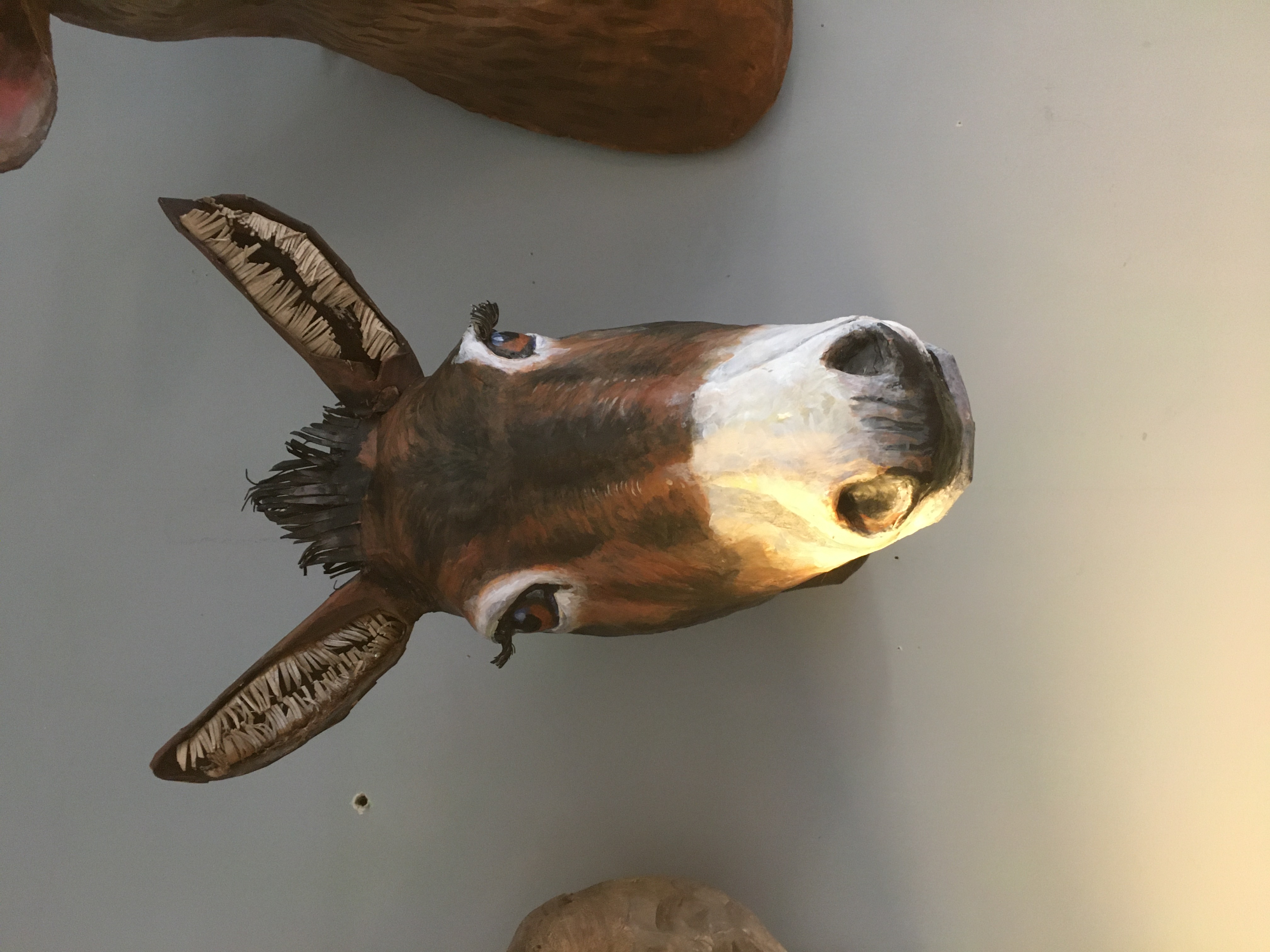 Paper Mache Donkey head wall sculpture
