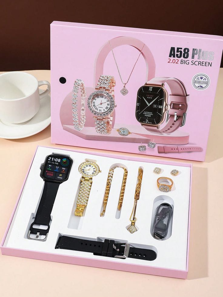 A58 Plus Smart Watch Jewelry Gift Set