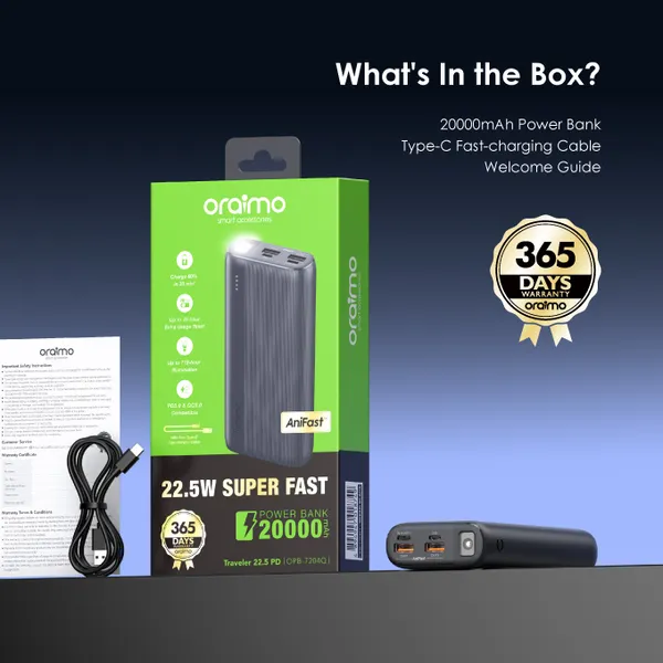 Oraimo Traveler 12 20000mAh 12W Power Bank