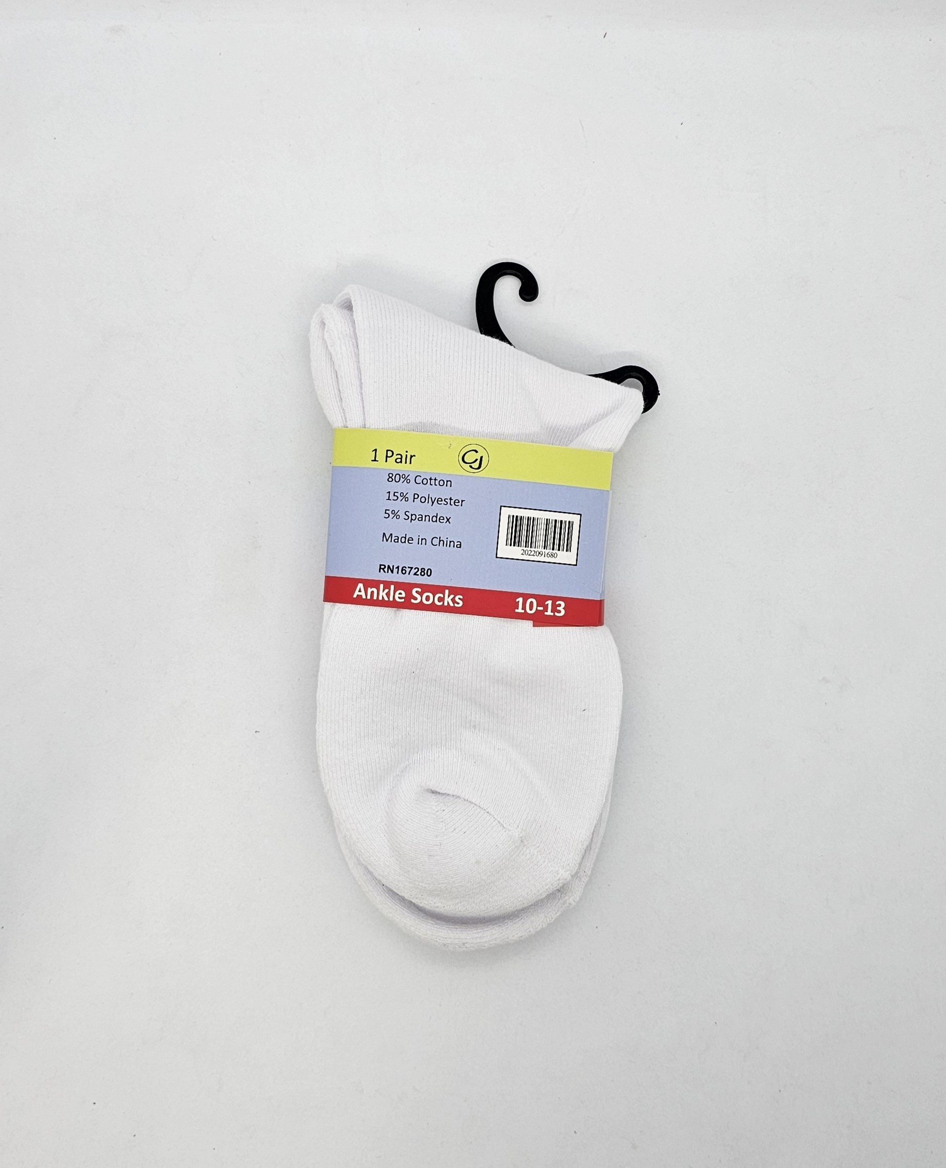 White Men Ankle Socks 10-13 