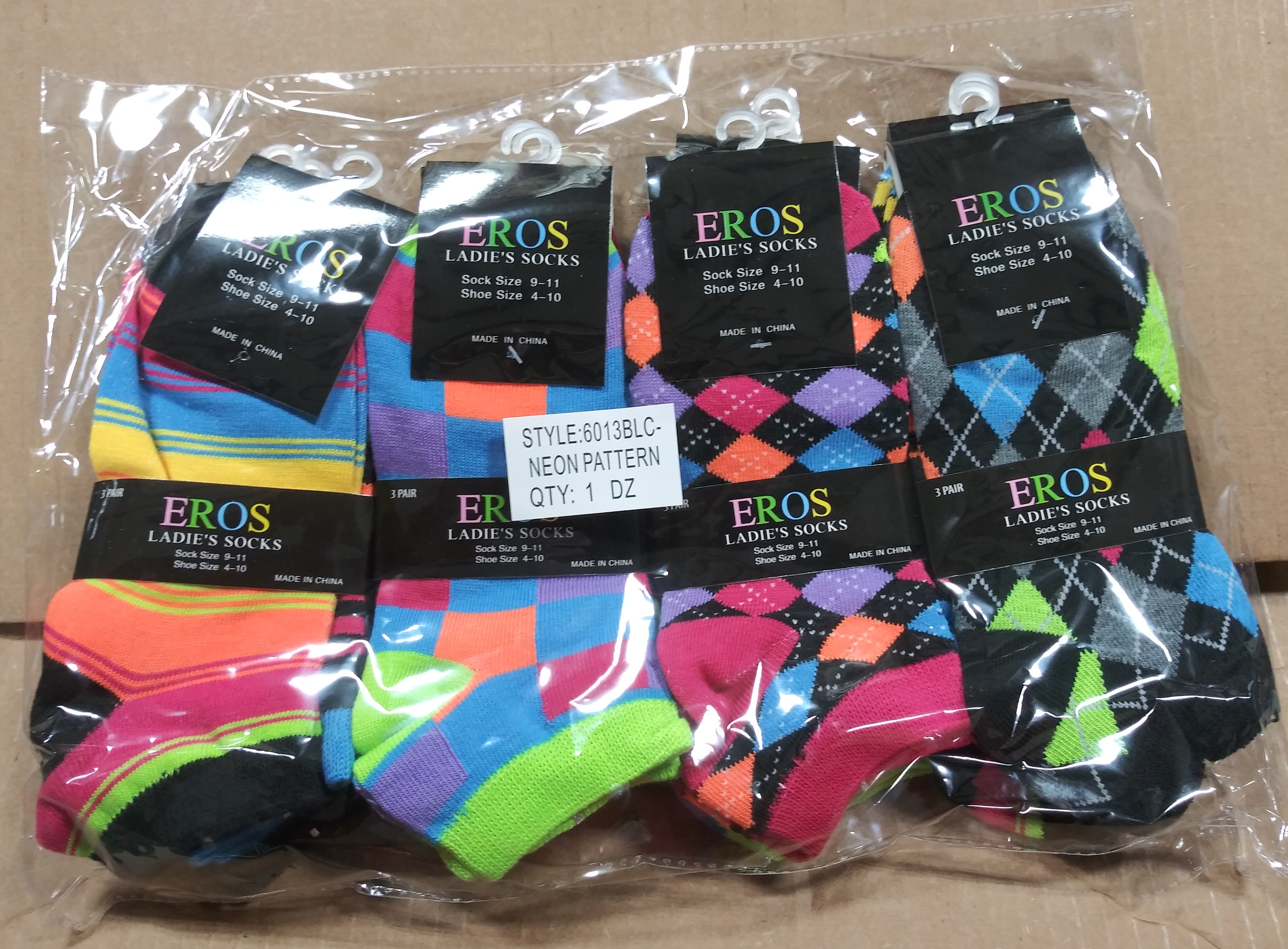 EROS Ladies Socks Neon Pattern Set