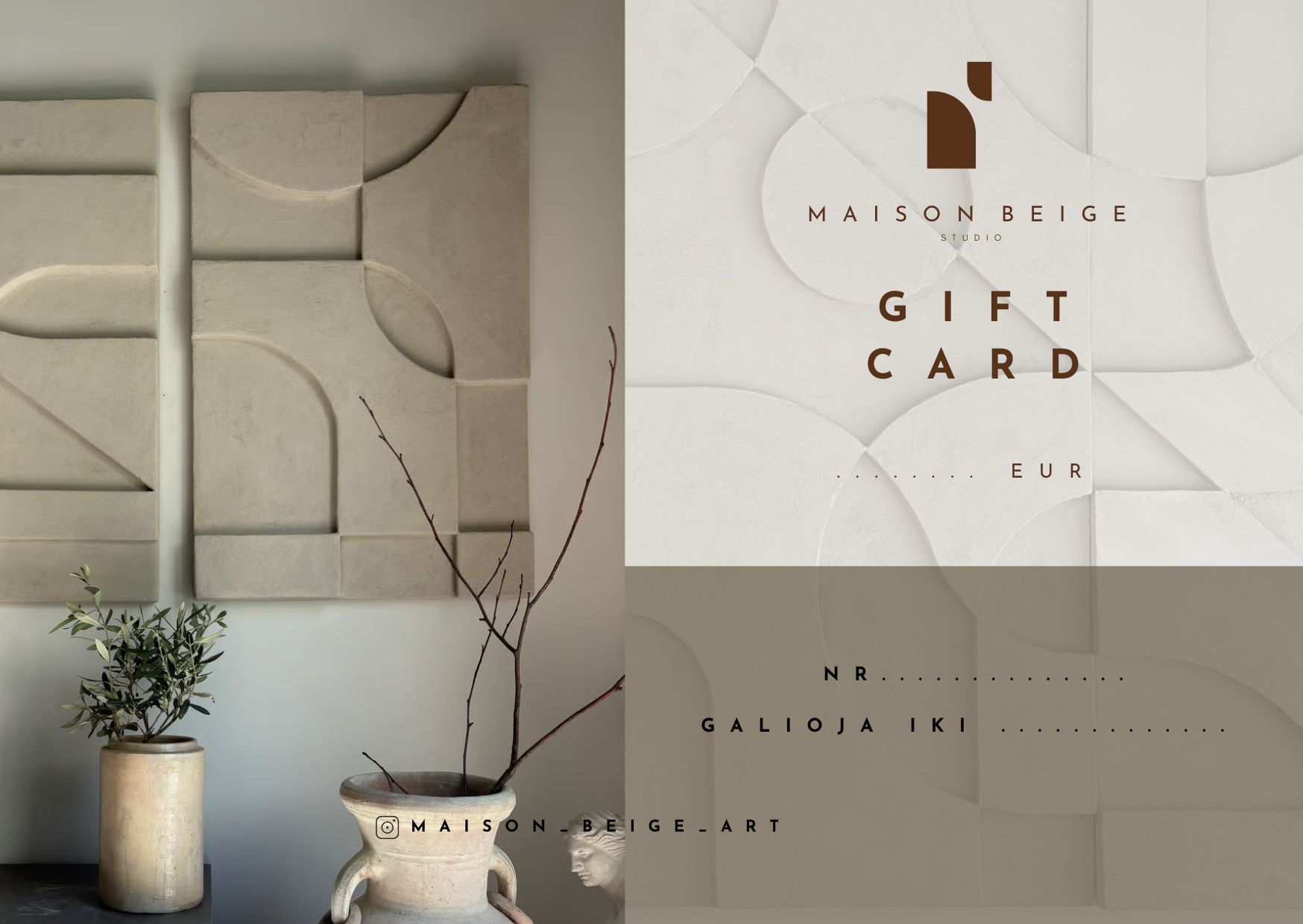 MAISON BEIGE ART GIFT VOUCHER
