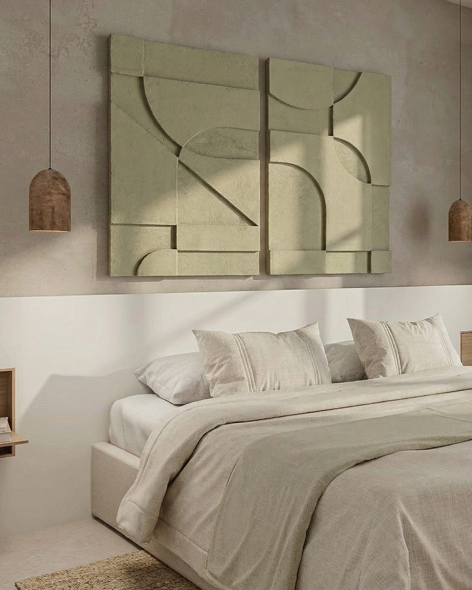 SHAPES COLLECTED no2, DIPTYCH I ASH OLIVE