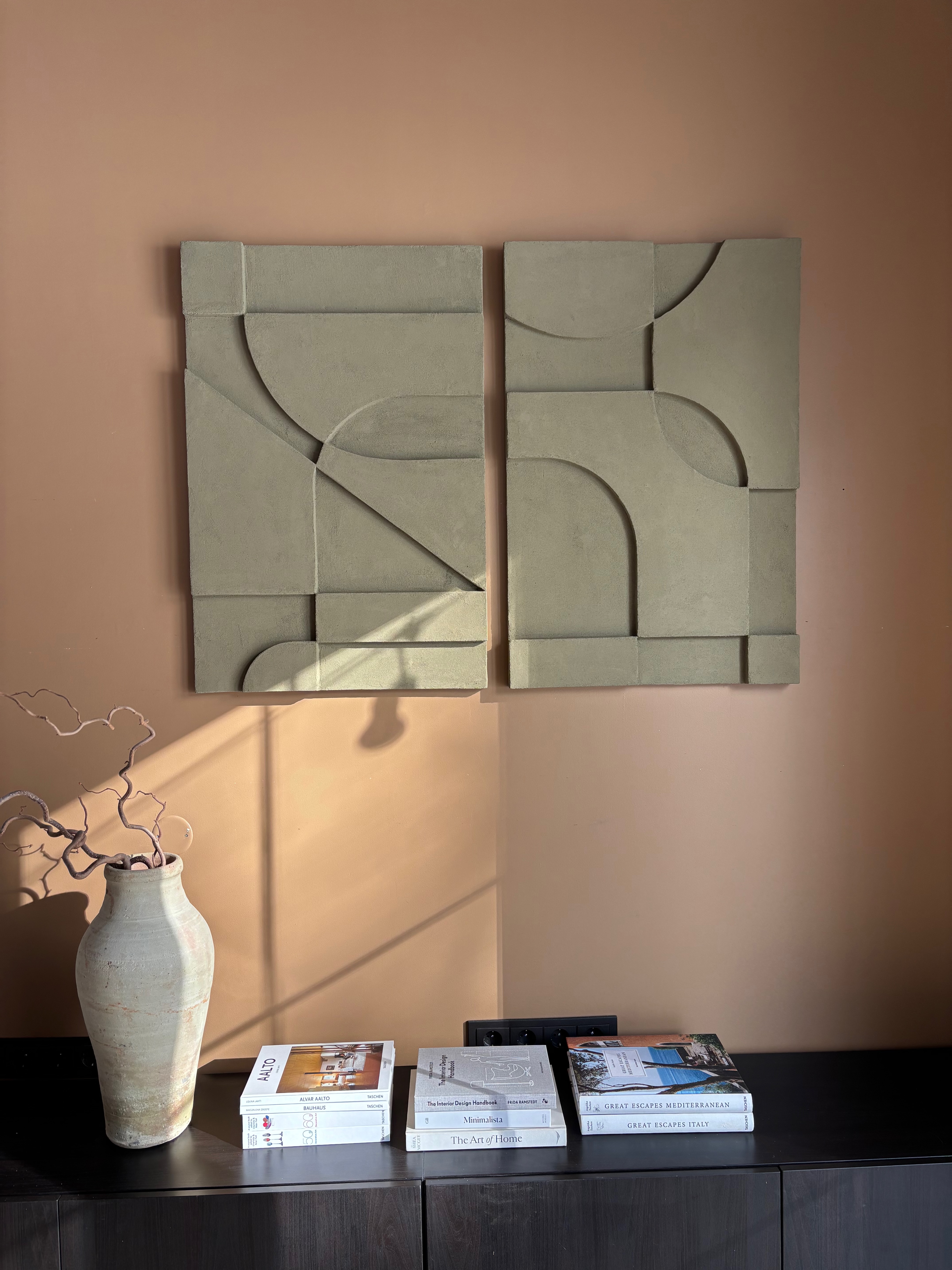 SHAPES COLLECTED no2, DIPTYCH I ASH OLIVE