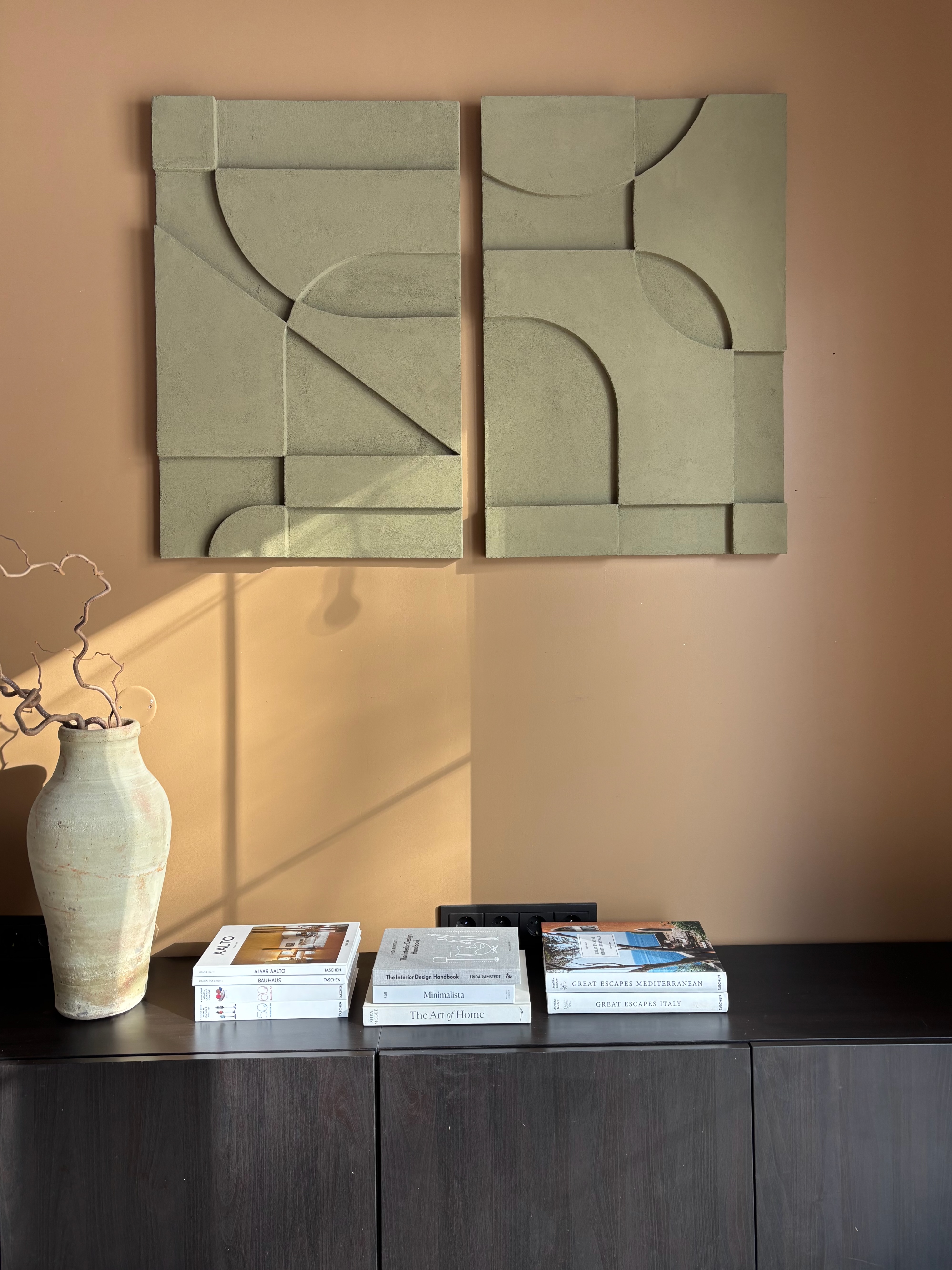 SHAPES COLLECTED no2, DIPTYCH I ASH OLIVE