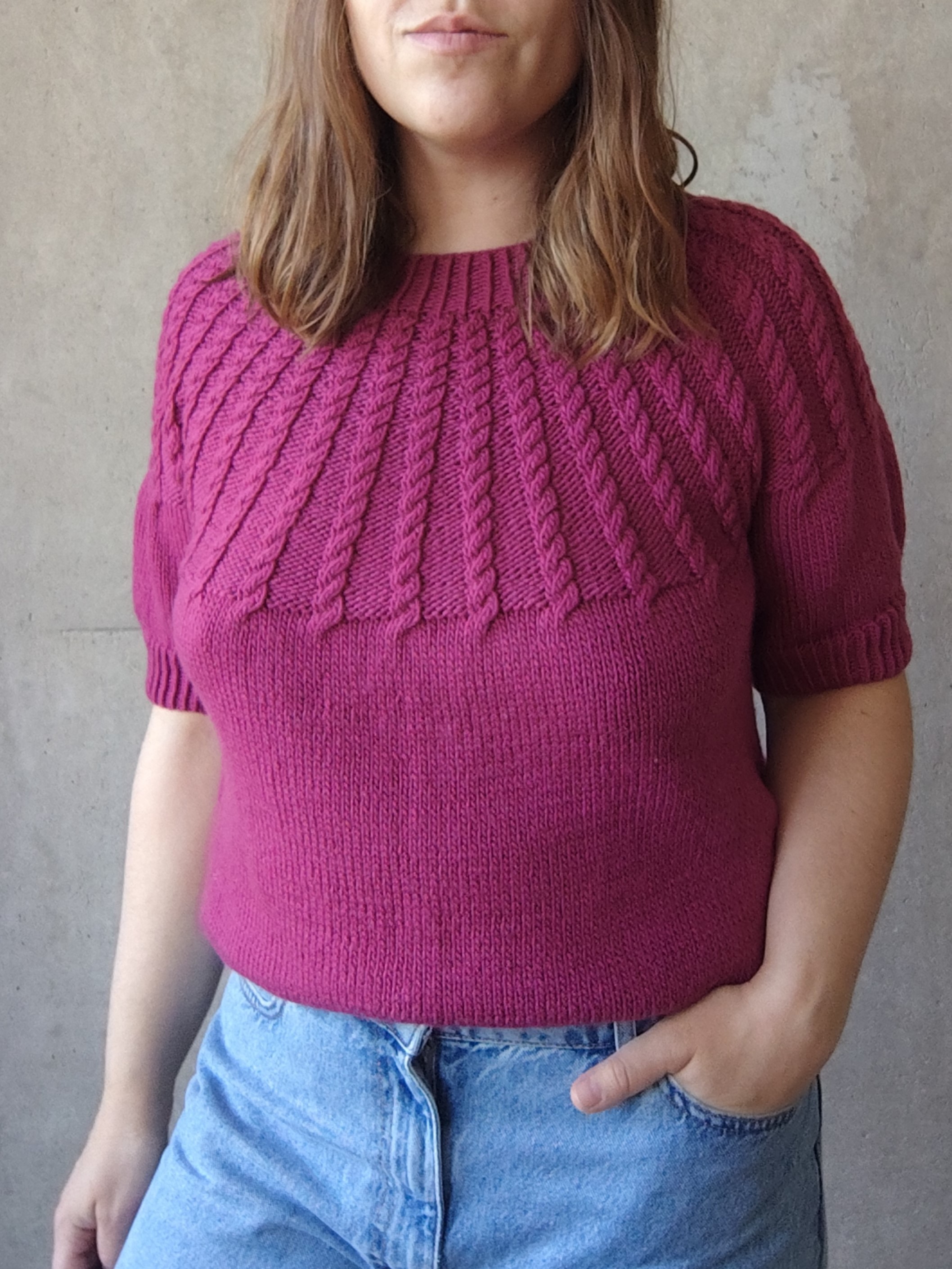 Sweter z krótkim rękawem Wełna merino