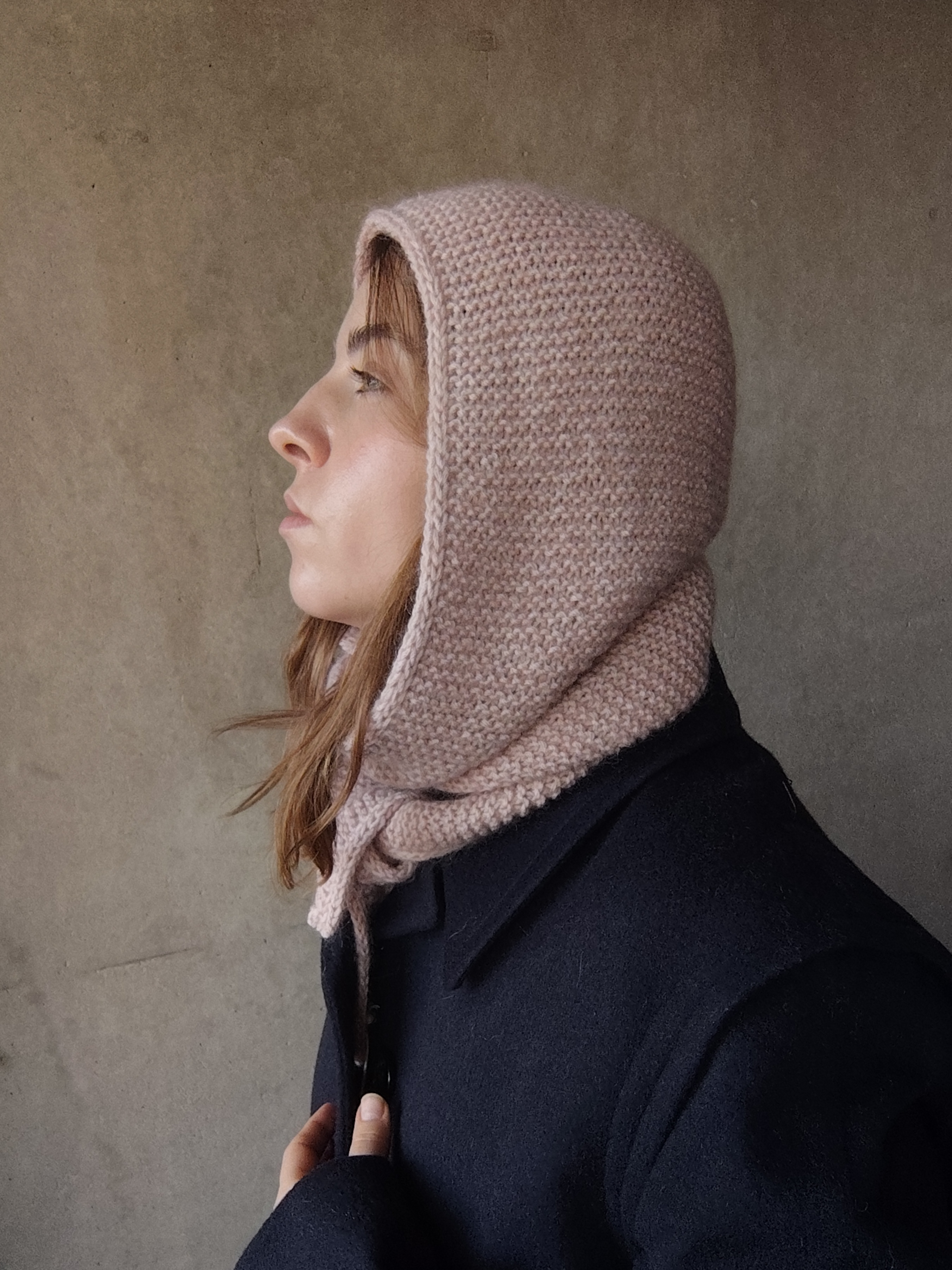 Szalik z kapturem Wełna Moher Jedwab