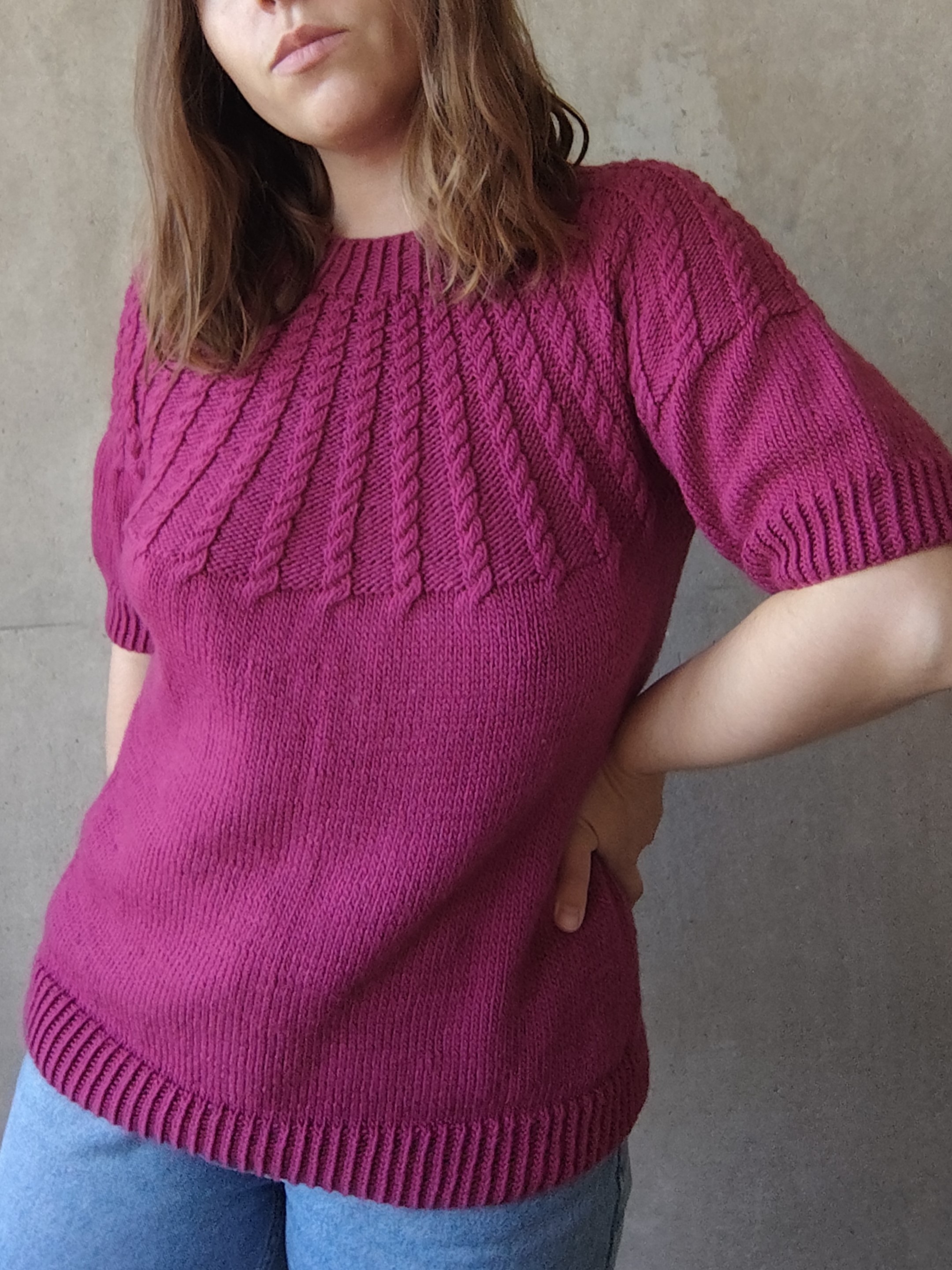 Sweter z krótkim rękawem Wełna merino