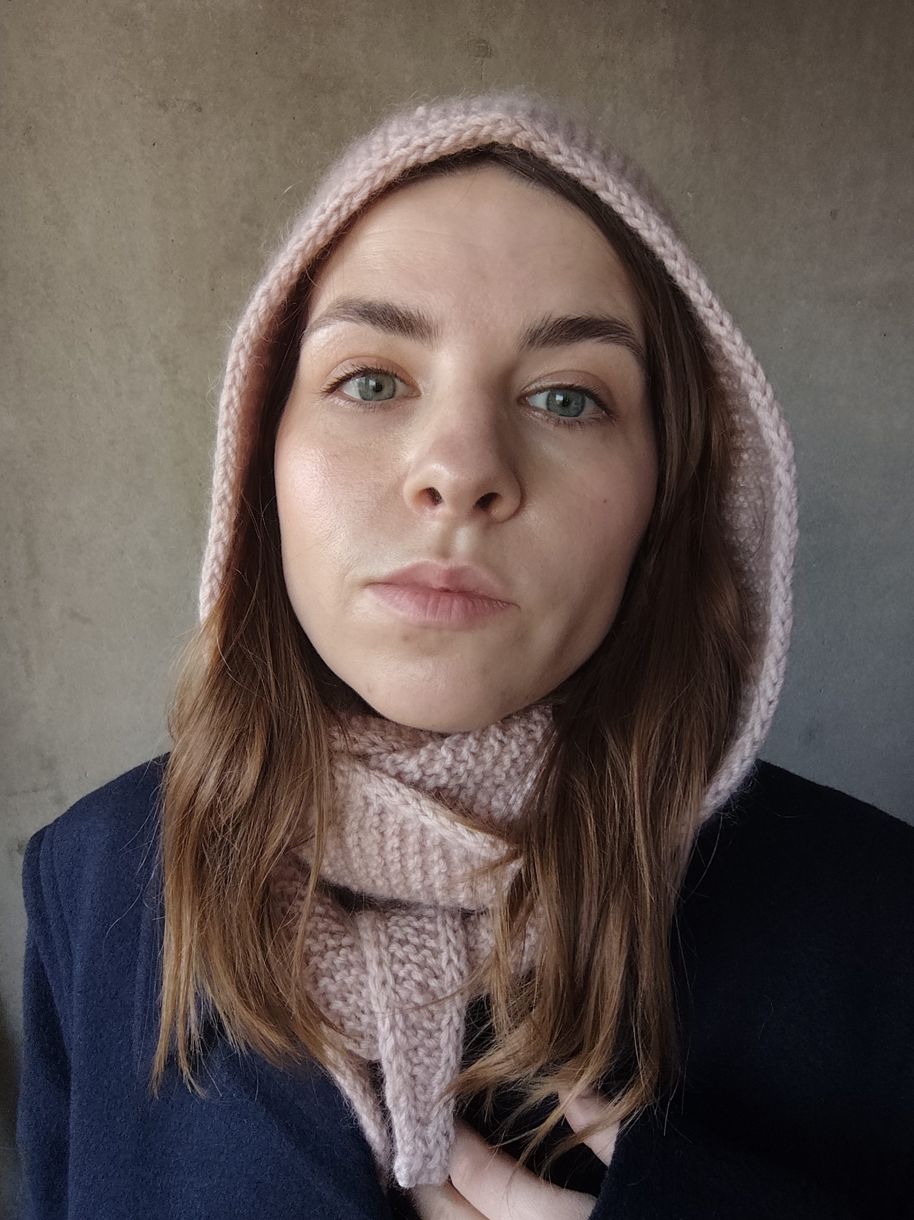 Szalik z kapturem Wełna Moher Jedwab