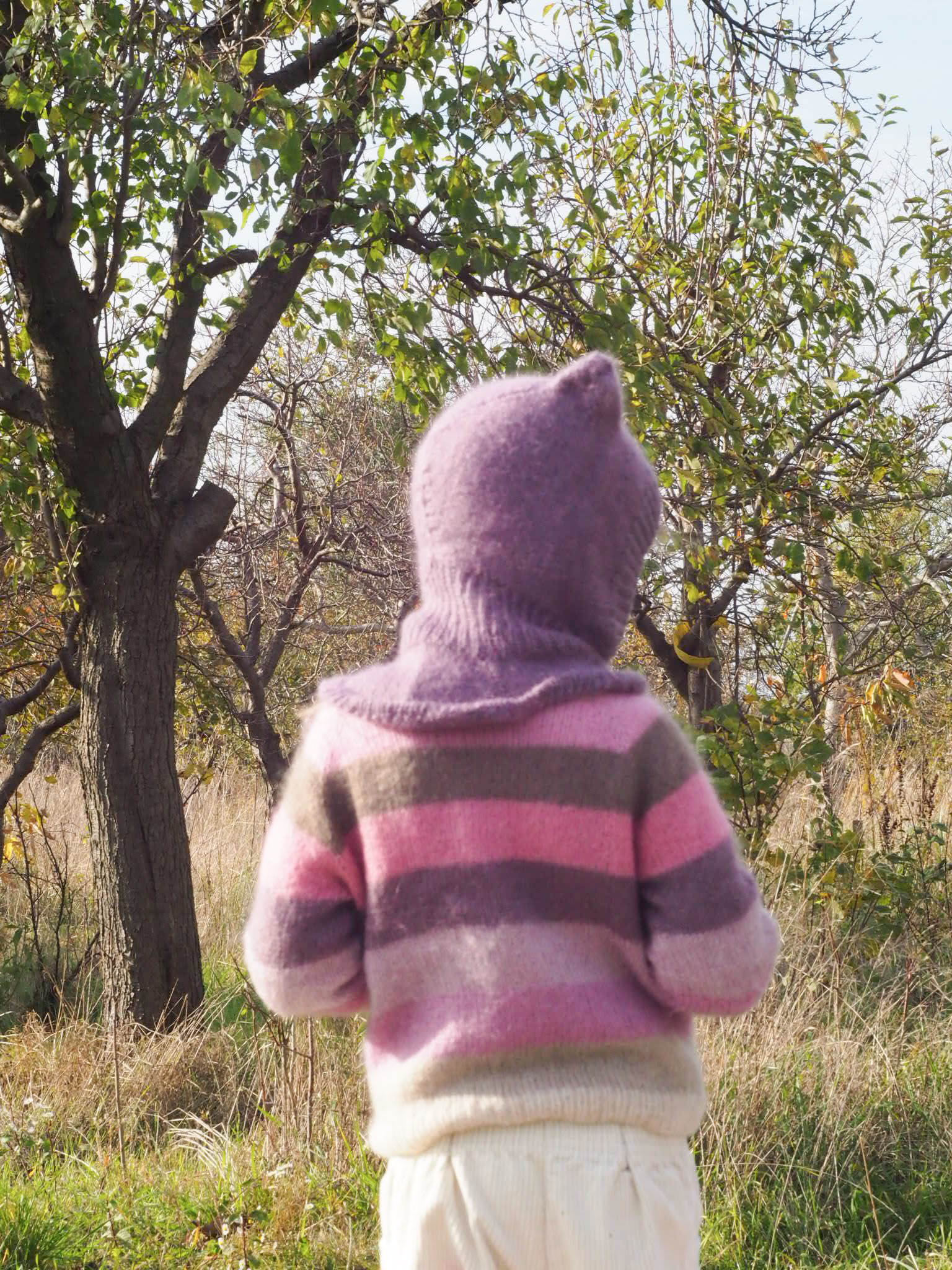 Kapturek z uszkami Wełna Moher Jedwab