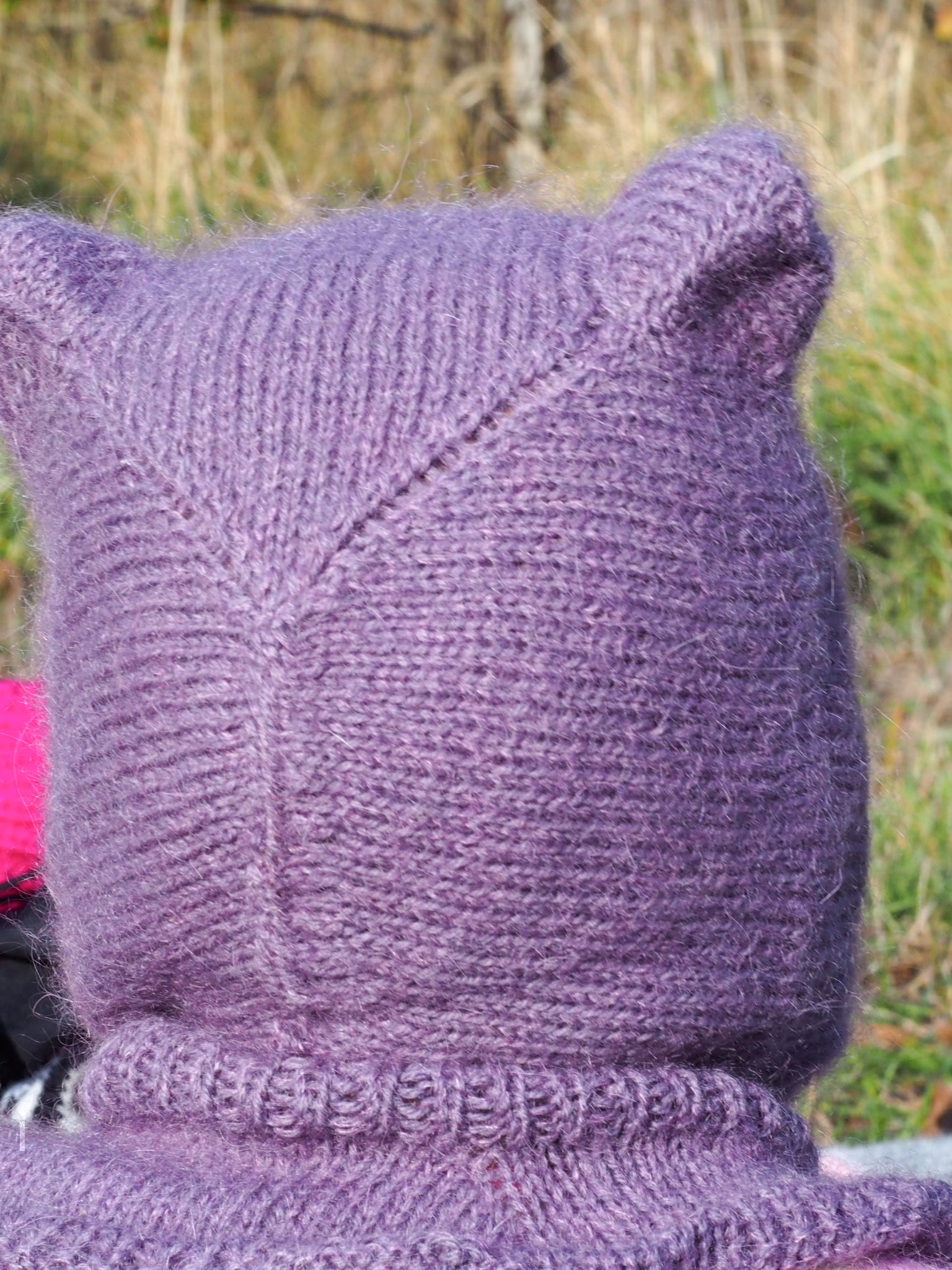 Kapturek z uszkami Wełna Moher Jedwab