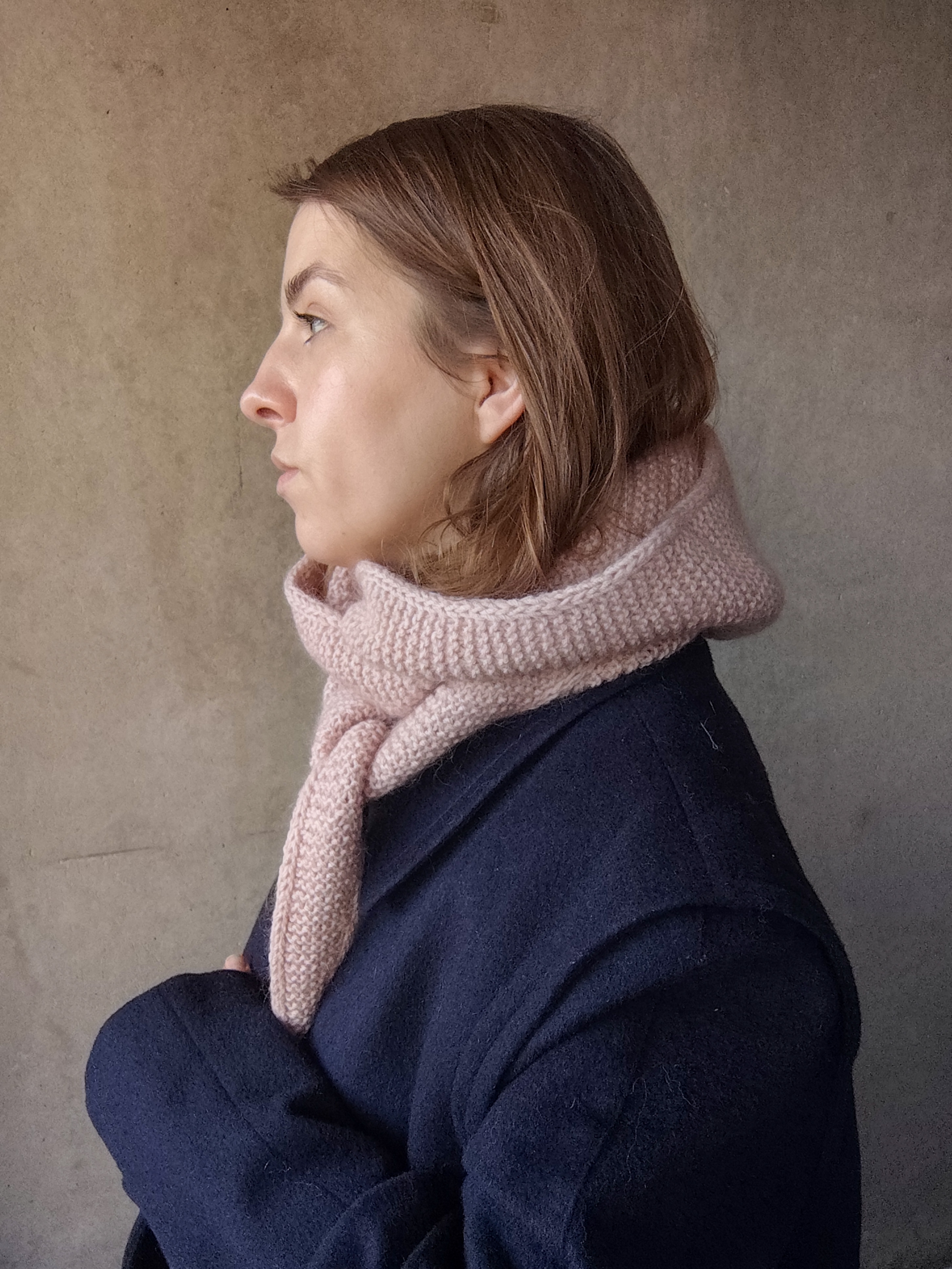 Szalik z kapturem Wełna Moher Jedwab