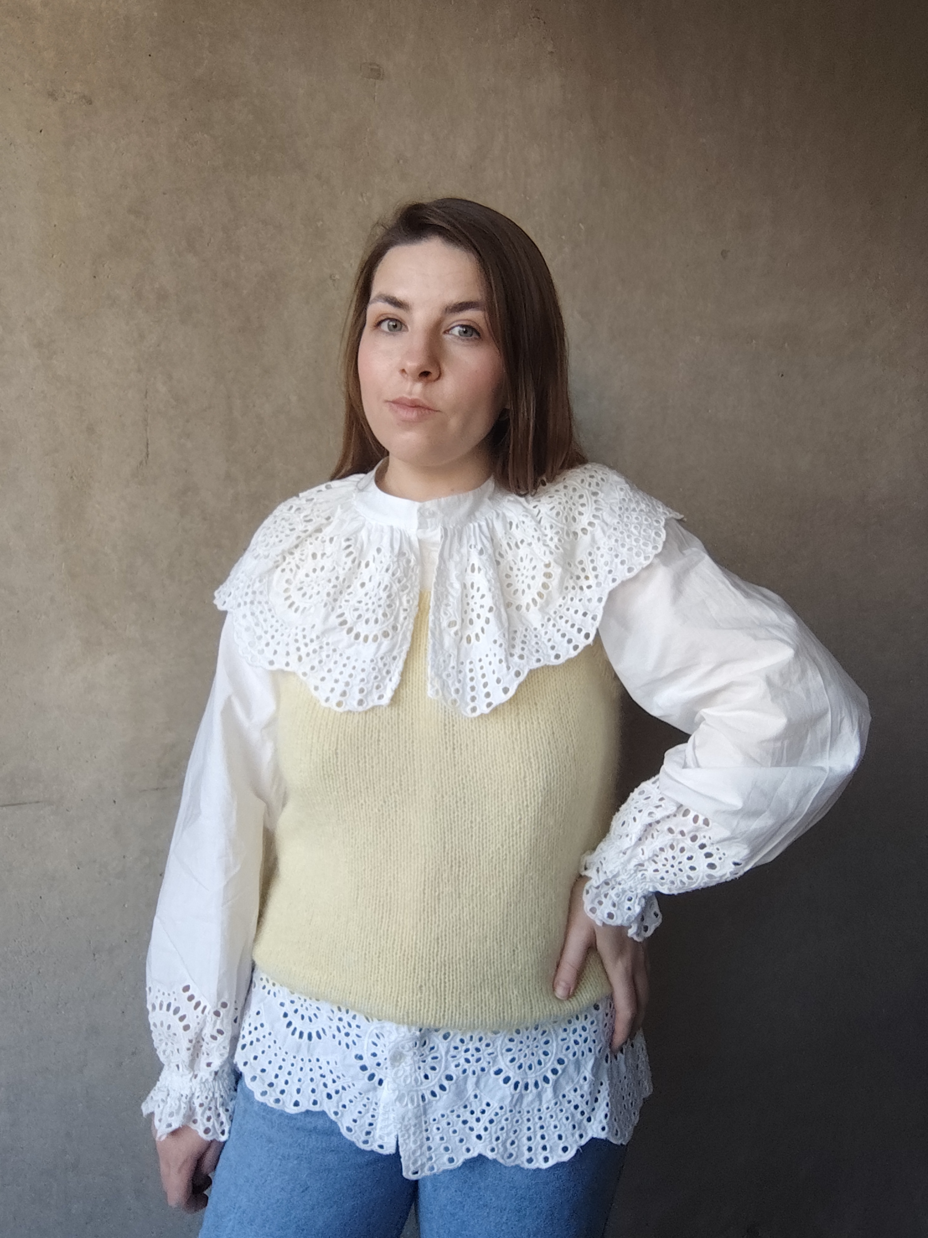 Masełkowa kamizelka Wełna Moher Jedwab