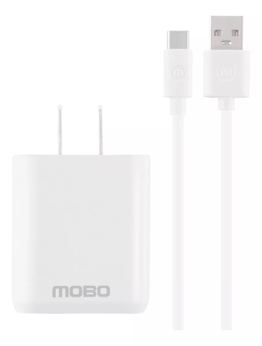 KIT DE CARGA MOBO 1 PUERTO + CABLE TIPO C BLANCO 10W