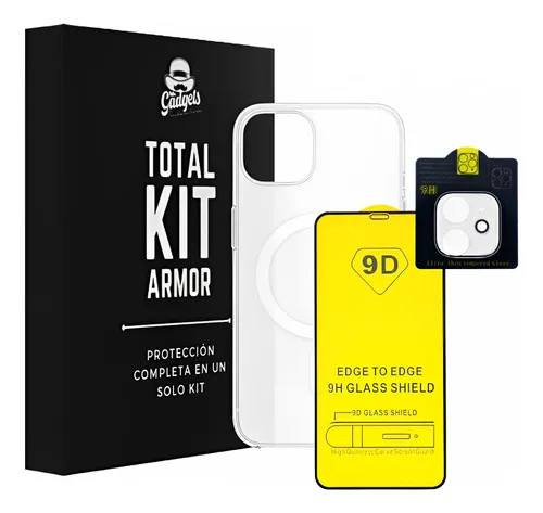 KIT DE PROTECCIÓN PARA IPHONE QUE INCLUYE PROTECTOR MAGSAFE, MICA PANTALLA CRISTAL TEMPLADO Y PROTECTOR PARA CAMÁRA