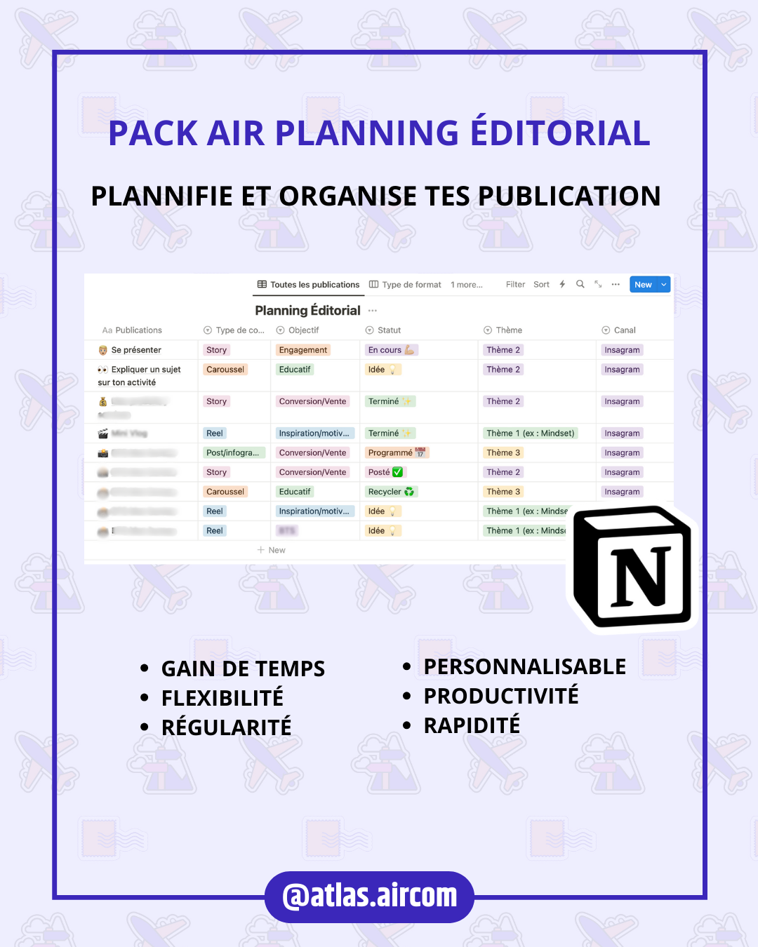 Pack Air Planning Éditorial