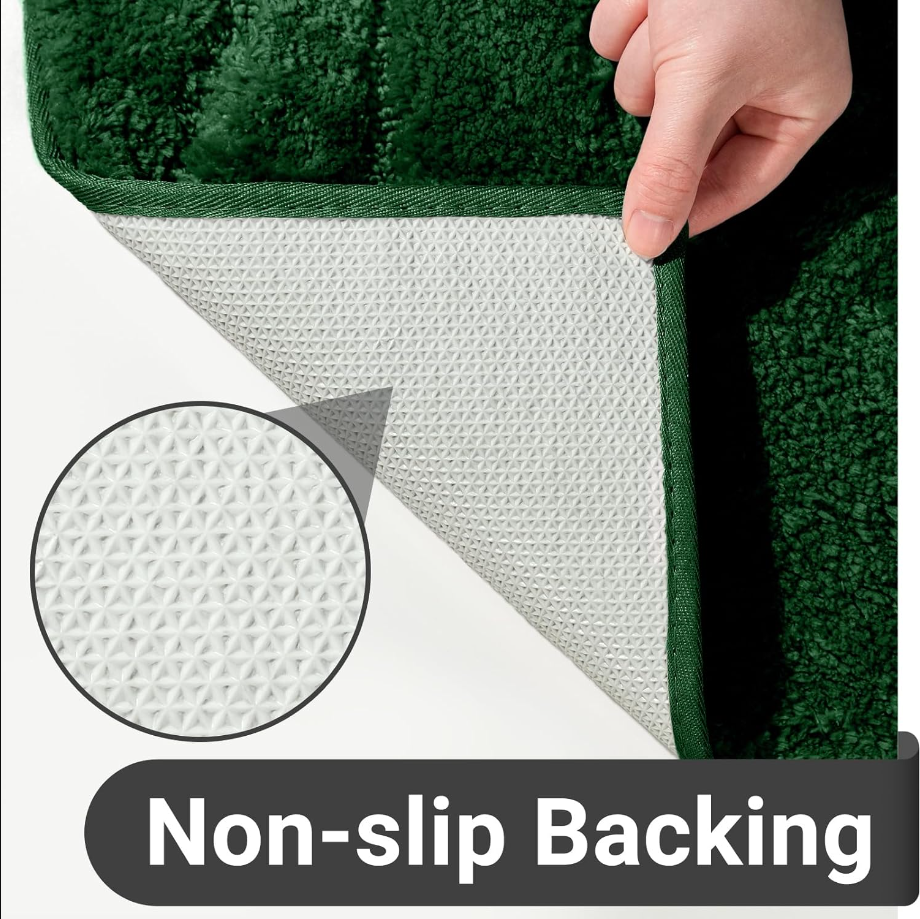 Bathroom Rugs Mat,Soft Plush Shaggy Microfiber Bath Rug,Non Slip Bath Mats for Bathroom Floor,Machine Washable Absorbent Carpet for Shower Tub,Green 18"x24"
