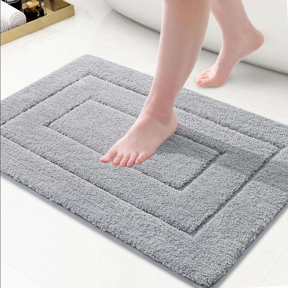 Bathroom Rugs, 24" x 16", Soft and Absorbent Microfiber Bath Rugs, Non-Slip Shaggy Bath Carpet, Machine Wash Dry Bath Mats for Bathroom Floor, Tub and Shoer, Grey