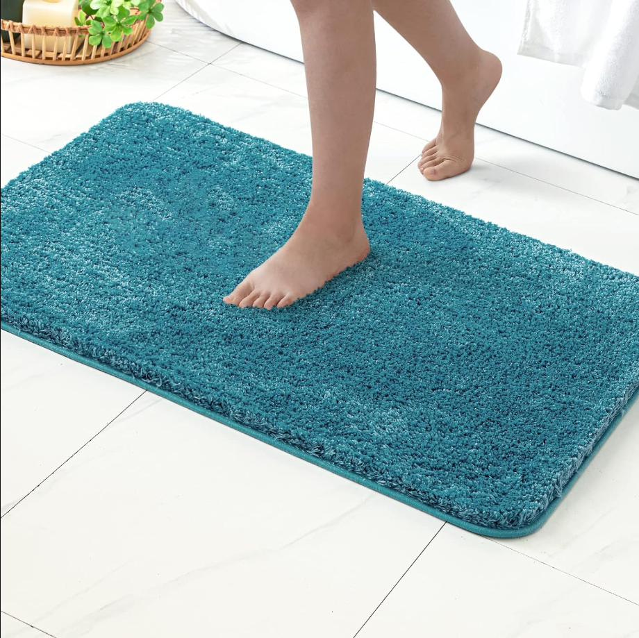 Teal Absorbent Bath Rugs, Soft Large Bathroom Mats Non-Slip and Quick-Drying for Bathroom Floor Bathtub Showers, Machine Washable Carpet (24 x 36 Inches)