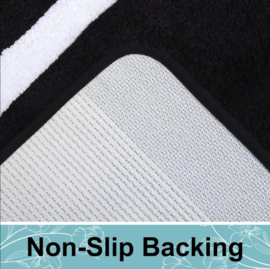 Luxury Bathroom Rug Mat, Ultra Soft Water Absorbent Microfiber Bath Rug, Non Slip Plush Shaggy Bath Carpet, Machine Wash Dry, Bath Mats for Bathroom Floor, Tub and Shower, 16 x 24, Black