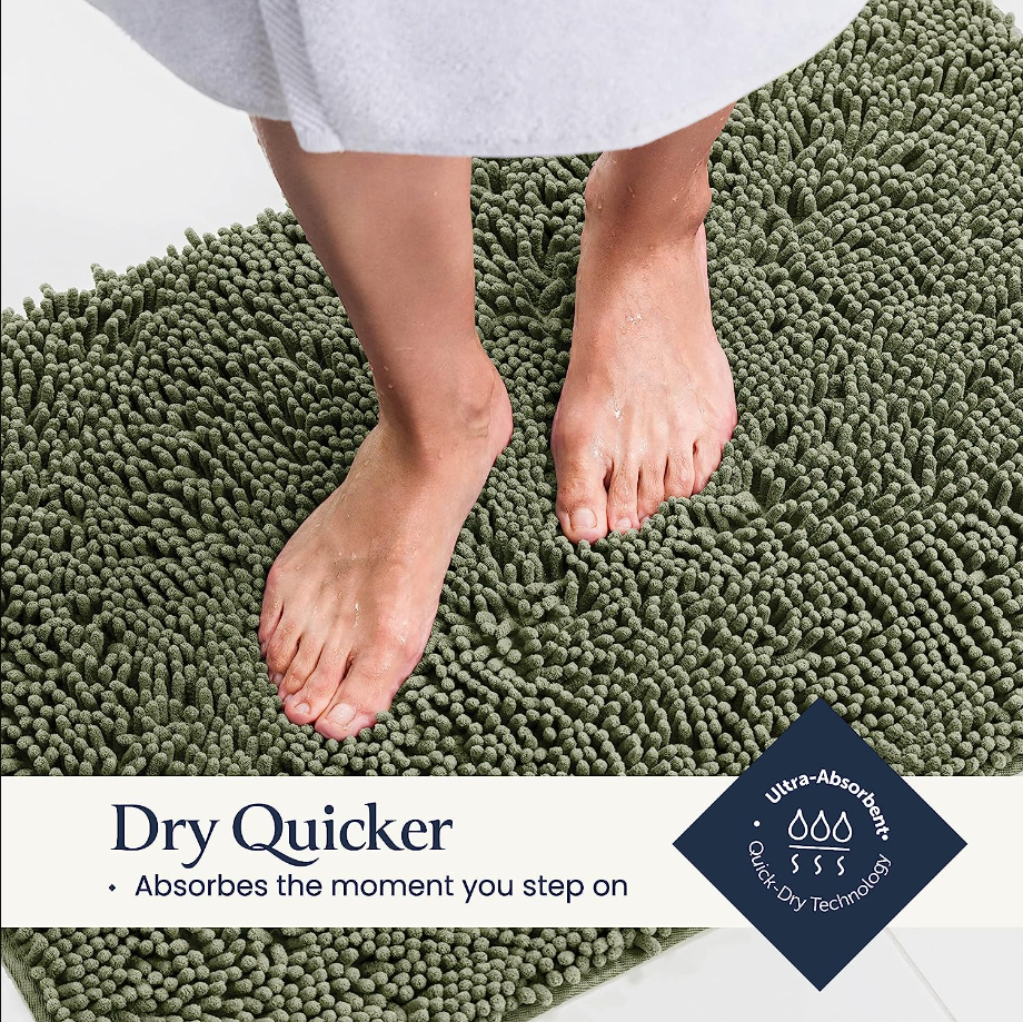 Bathroom Rugs Sets 2 Piece - Plush Bath Mat Set Quick-Dry Soft Chenille Bathroom Mat with Rubber Backing, Absorbant Bathroom Rug Set, Washable Bath Rugs for Bathroom - Bath Mats 24x17 + 30x20