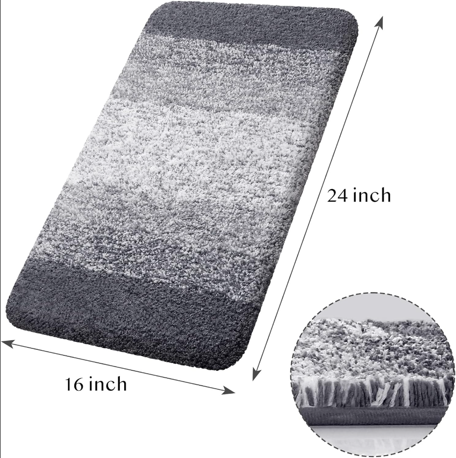 Bathroom Rugs Bath Mat 16"x24" Luxury Soft Shaggy Absorbent Bathroom Mats Non Slip Plush Bathmat Runner Carpet Bath Mats for Bathroom Floor Tub and Shower
