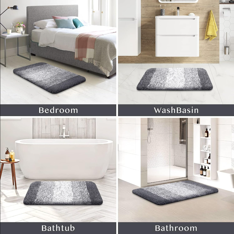 Bathroom Rugs Bath Mat 16"x24" Luxury Soft Shaggy Absorbent Bathroom Mats Non Slip Plush Bathmat Runner Carpet Bath Mats for Bathroom Floor Tub and Shower