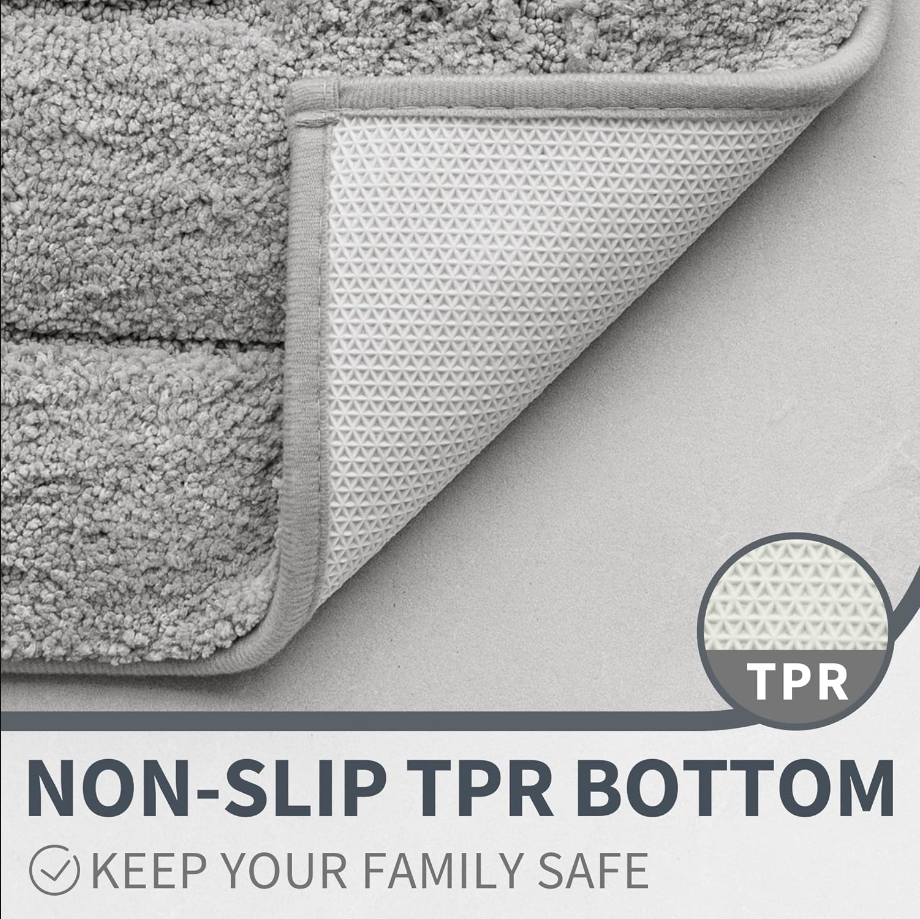 Bathroom Rug Mat, Bath Mats for Bathroom Non-Slip, Super Soft and Water Absorbent, Microfiber Bath Rugs, Machine Wash Dry, Bathroom Rugs for Bathroom Floor, Tub and Shower, 16 x 24