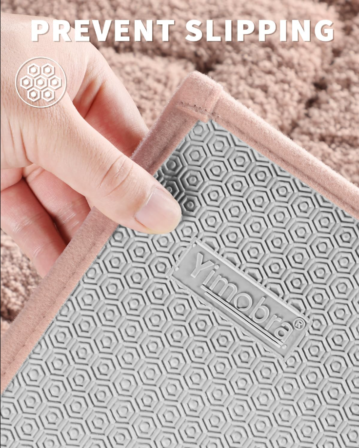 Bathroom Rugs Mat, Extra Soft Fluffy and Absorbent Microfiber Bath Rugs, Non Slip Plush Shaggy Shower Rug, Machine Washable Mats for Bathroom Floor, Bathtub and Laundry, 36"x24", Pink