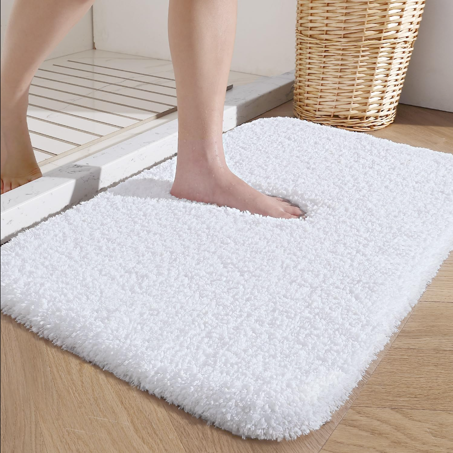 Bathroom Rug Mat, Extra Soft and Absorbent Bath Rugs, Washable Non-Slip Carpet Mat for Bathroom Floor, Tub, Shower Room (24"x16", White)