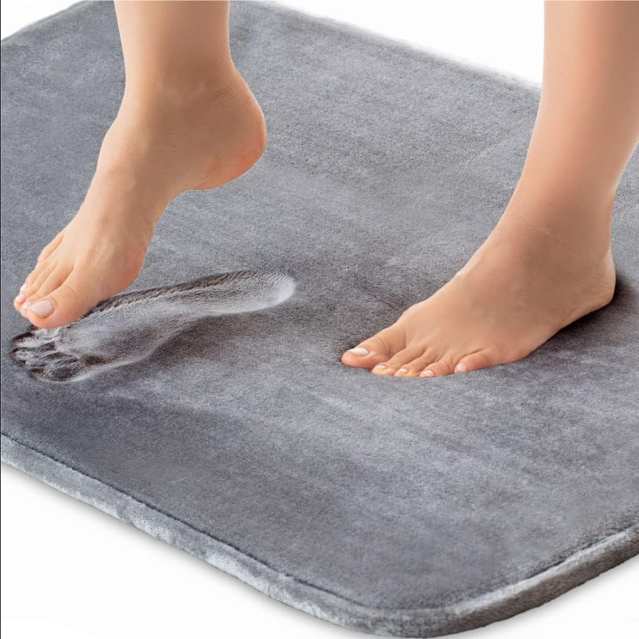 Thick Memory Foam Bath Rugs, Soft Absorbent Velvet Bathroom Mats, Durable Dots on Underside, Machine Washable, Carpet Rug Room Decor for Shower Floor, 24x17 Mat, Graphite Gray