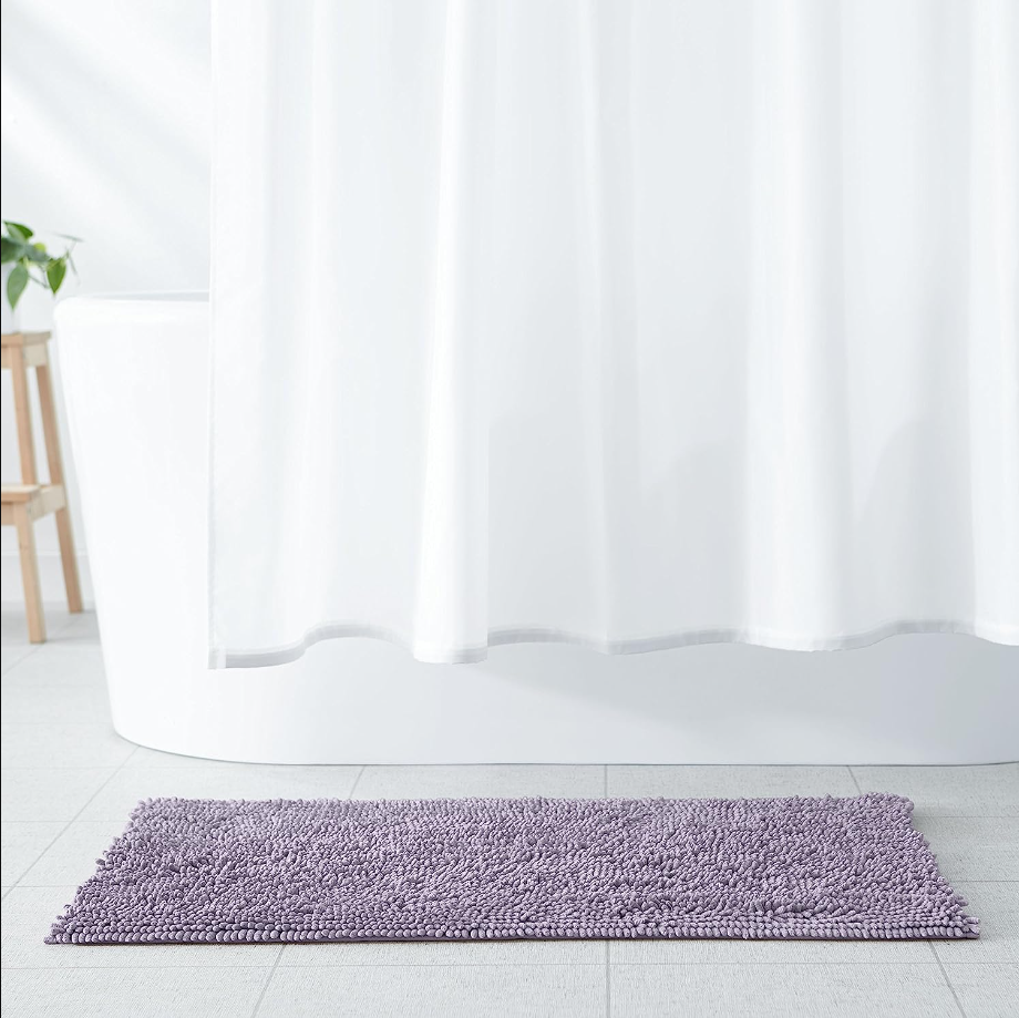Non-Slip Microfiber Shag Bathroom Rug Mat, 21" x 34", Lavender
