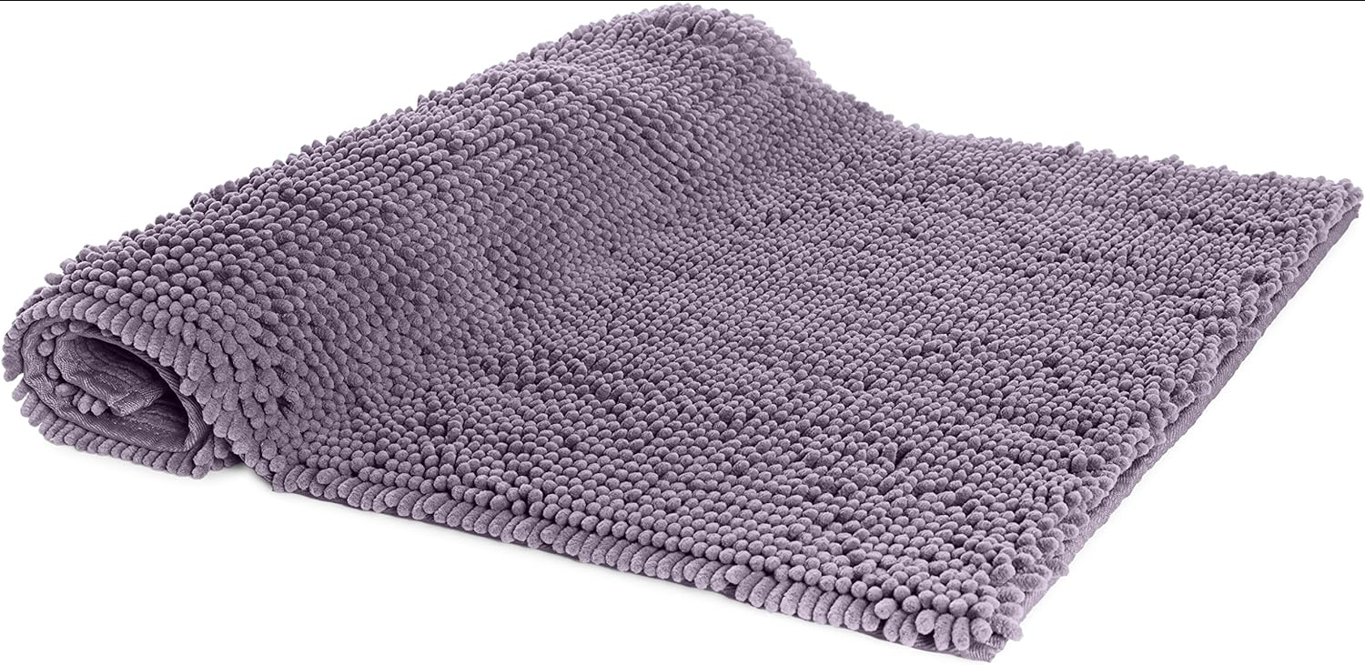 Non-Slip Microfiber Shag Bathroom Rug Mat, 21" x 34", Lavender