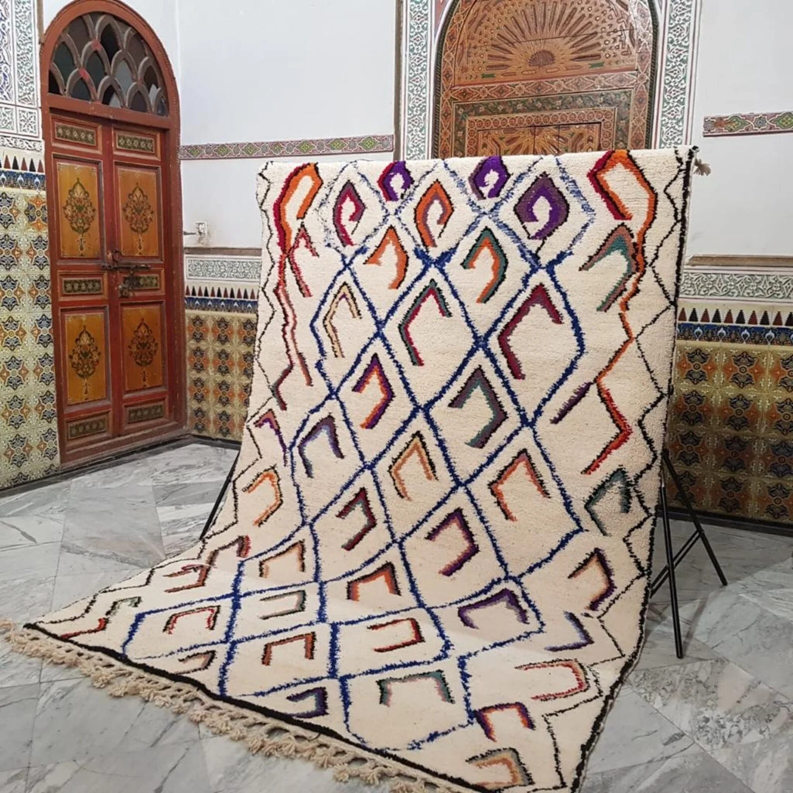 Moroccan Wool Carpet - Handmade Beni Ourain Style